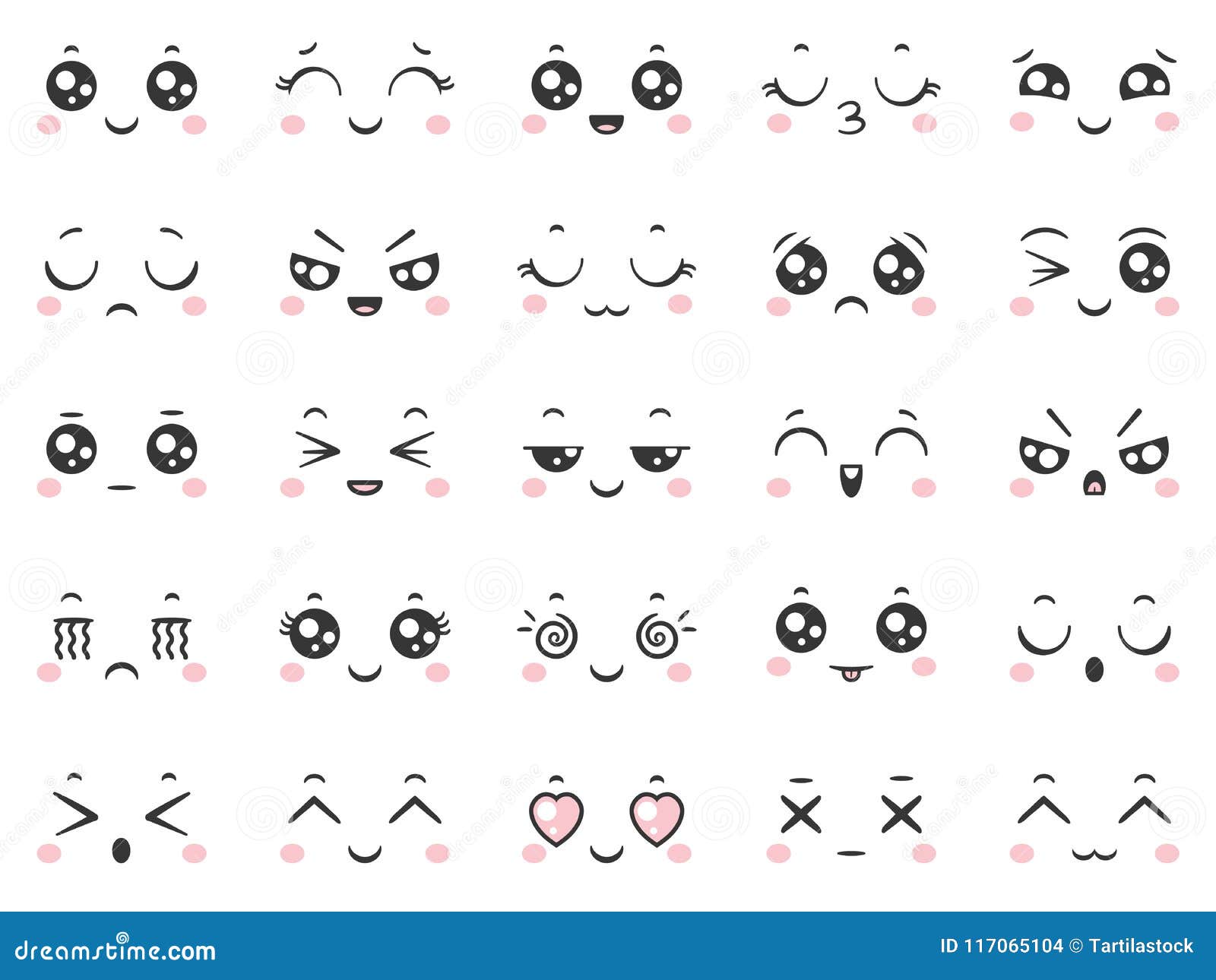 Set of surprised and scared anime faces Hand  Stock Illustration  65574618  PIXTA