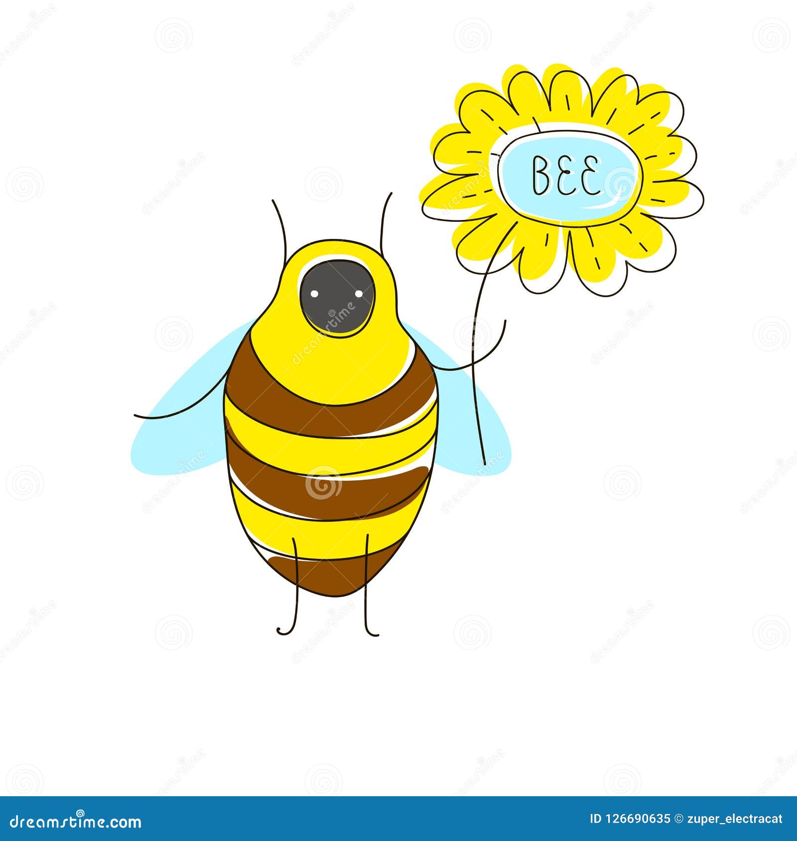 Cute Cartoon Concept with Funny Bug: Bee, Flower and Name Text. Stock Vector - Illustration of element, fauna: 126690635 Cute Cartoon Concept with Funny Bug: Bee, Flower and Name Text. Stock Vector - Illustration of element, fauna: 126690635