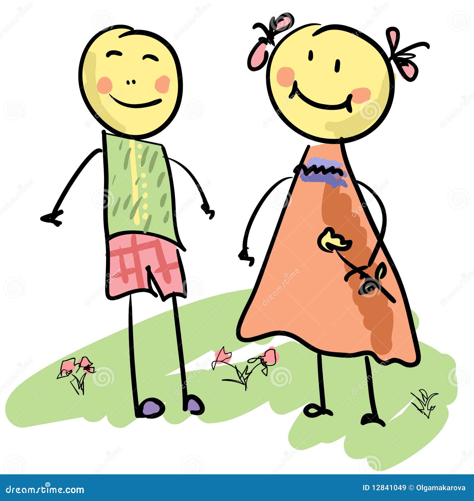 Cute cartoon couple stock vector. Image of female, love - 12841049