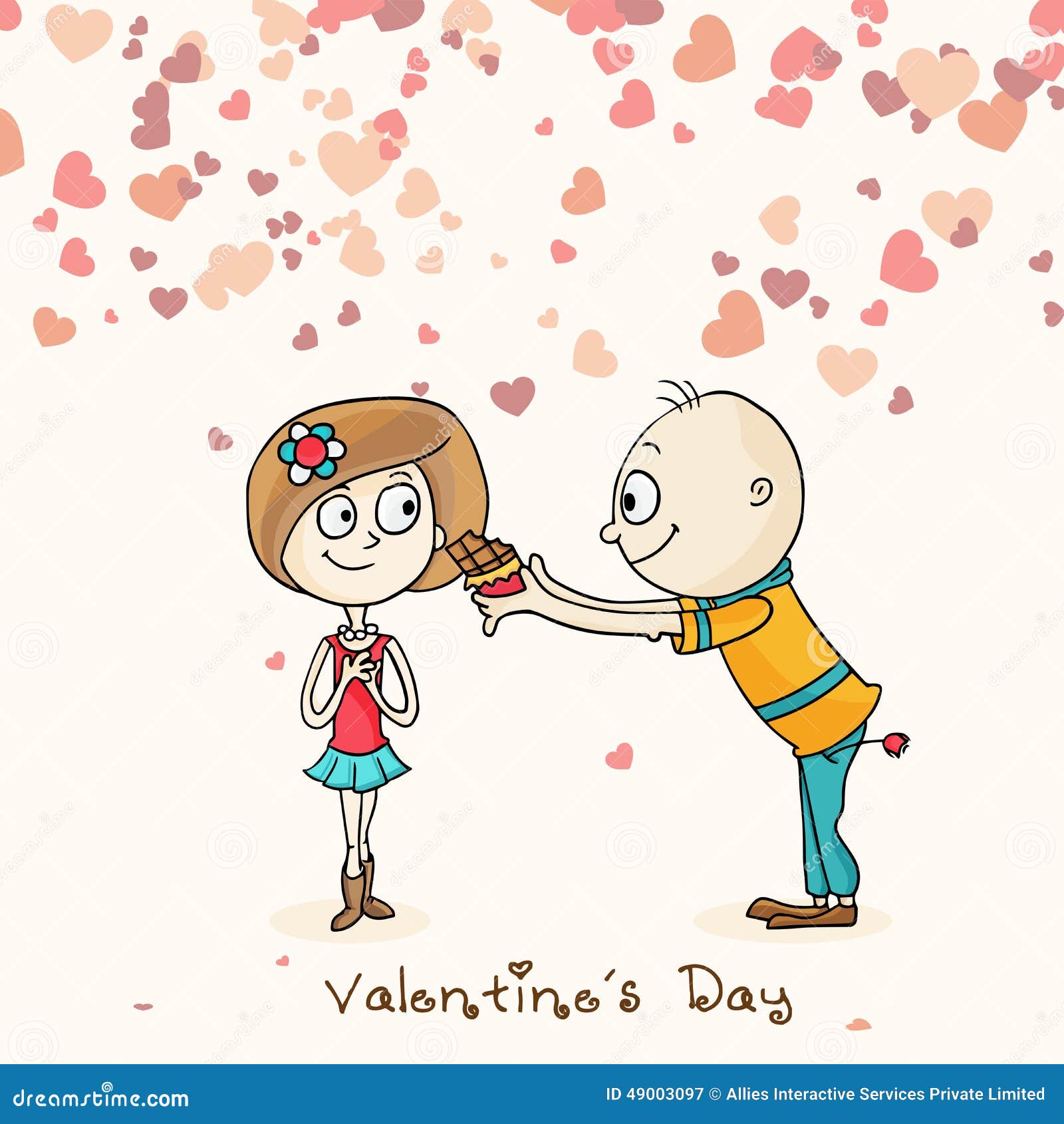 Cute Cartoon Couple for Happy Valentines Day Celebration. Stock  Illustration - Illustration of decoration, celebration: 49003097