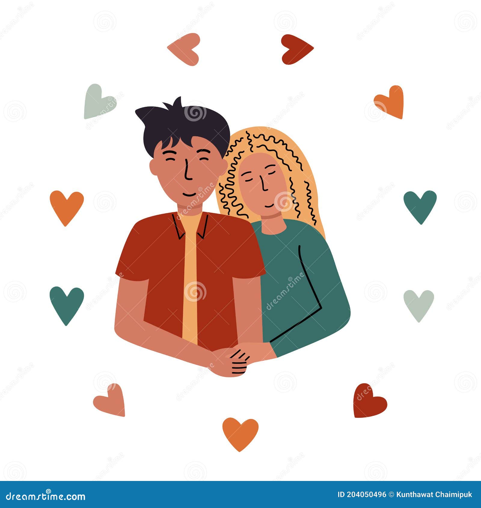 Cute Cartoon Couple Hugging with Each Other. Stock Vector - Illustration of  doodle, poster: 204050496