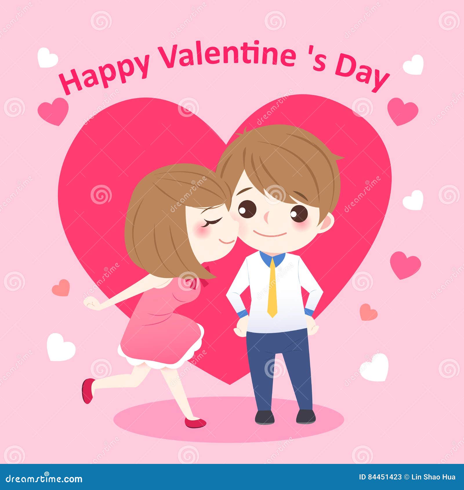 Cute Cartoon Couple with Red Heart Stock Vector - Illustration of  character, abstract: 84451423