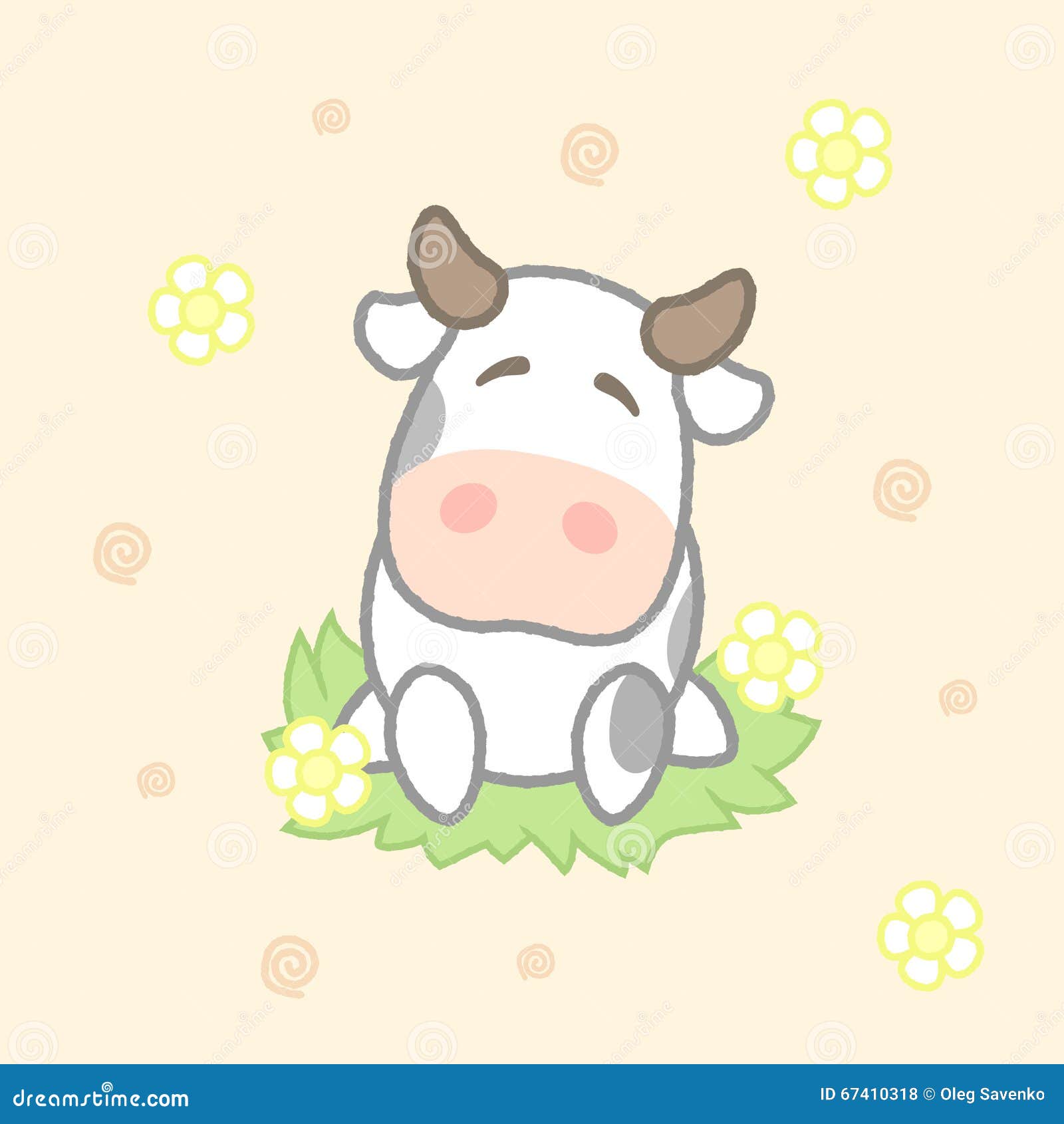 Cute Cartoon Cow Sitting on the Grass, Drawing for Illustration. Stock Vector - Illustration of adorable, nature: 67410318 Cute Cartoon Cow Sitting on the Grass, Drawing for Illustration. Stock Vector - Illustration of adorable, nature: 67410318