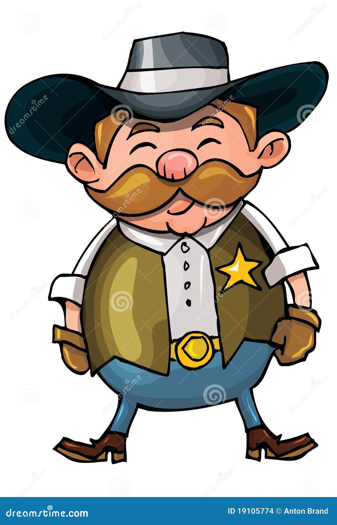 Cute Cartoon Cowboy with a Gun Belt Stock Vector Illustration of