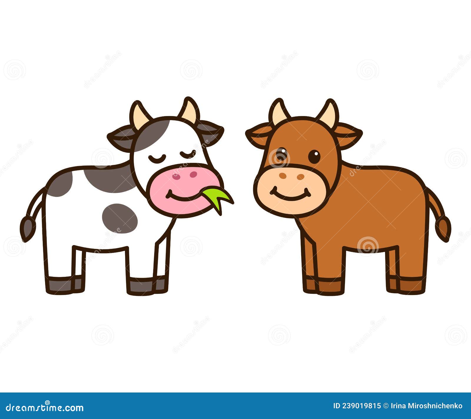 Cute cartoon cows drawing stock vector. Illustration of grazing - 239019815