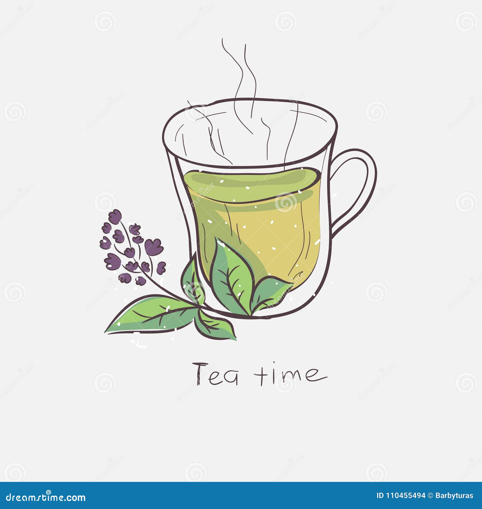 Cute Cartoon Cup of Tea Vector Illustration Isolated on White Background  Stock Illustration - Illustration of fresh, hand: 110455494