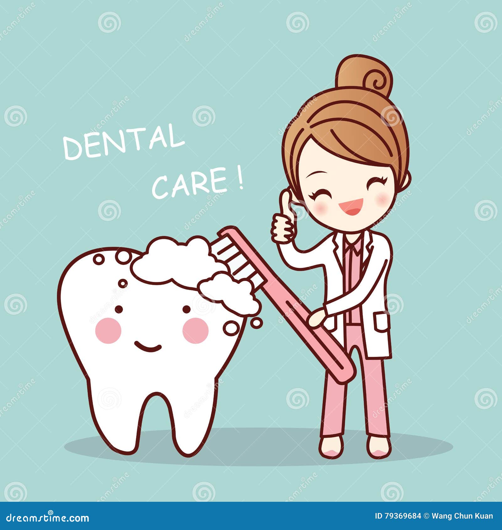 Cute Cartoon Dentist Brush Tooth Stock Vector - Illustration of enamel