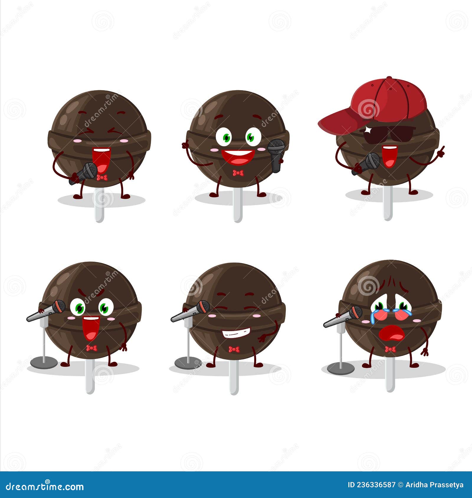A Cute Cartoon Design Concept of Sweet Chocolate Lolipop Singing a Famous  Song Stock Illustration - Illustration of electronica, sing: 236336587
