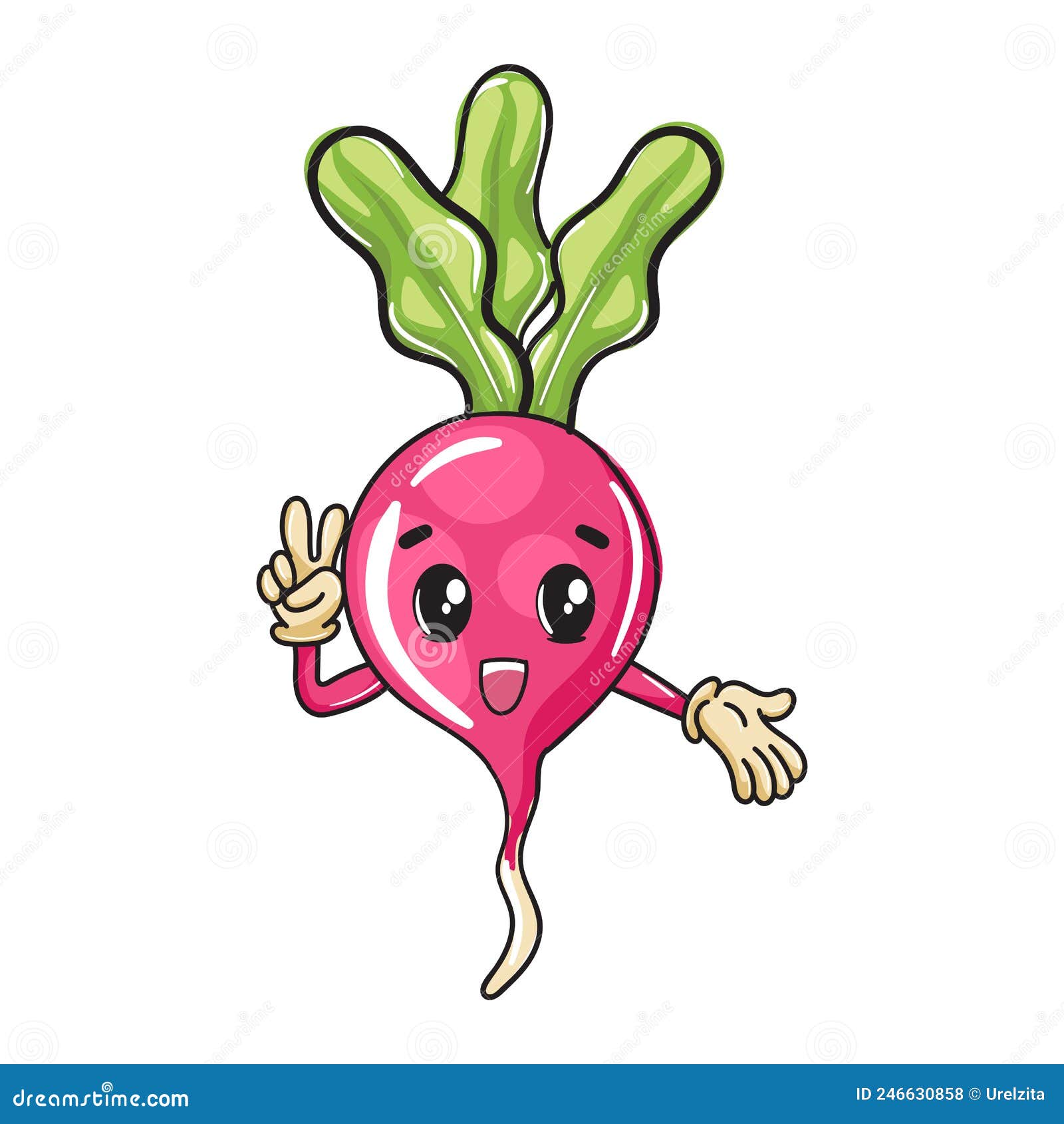 Cute Cartoon Design of a Happy Beetroot, Vegetables for Kids Stock
