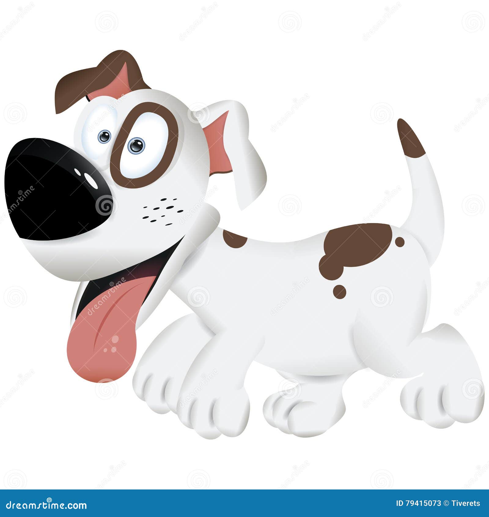 Cute Cartoon Dog White and Brown Dog - Vector Illustration Stock