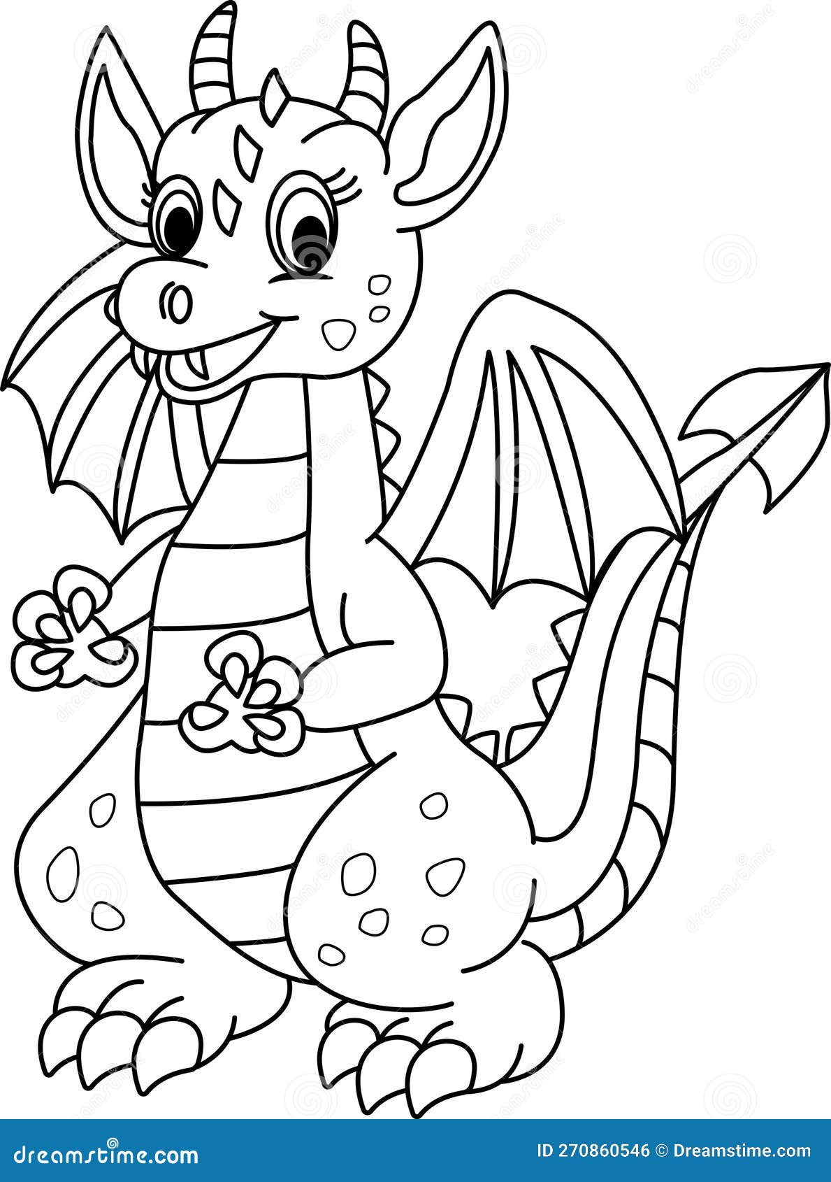 Cute Cartoon Dragon for Coloring Page. Stock Vector - Illustration of ...