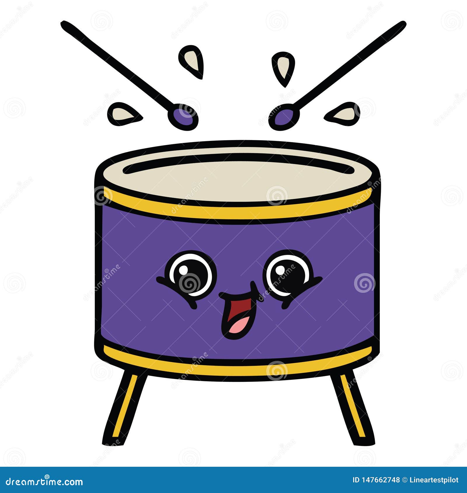Cute cartoon drum stock vector. Illustration of drawing 147662748