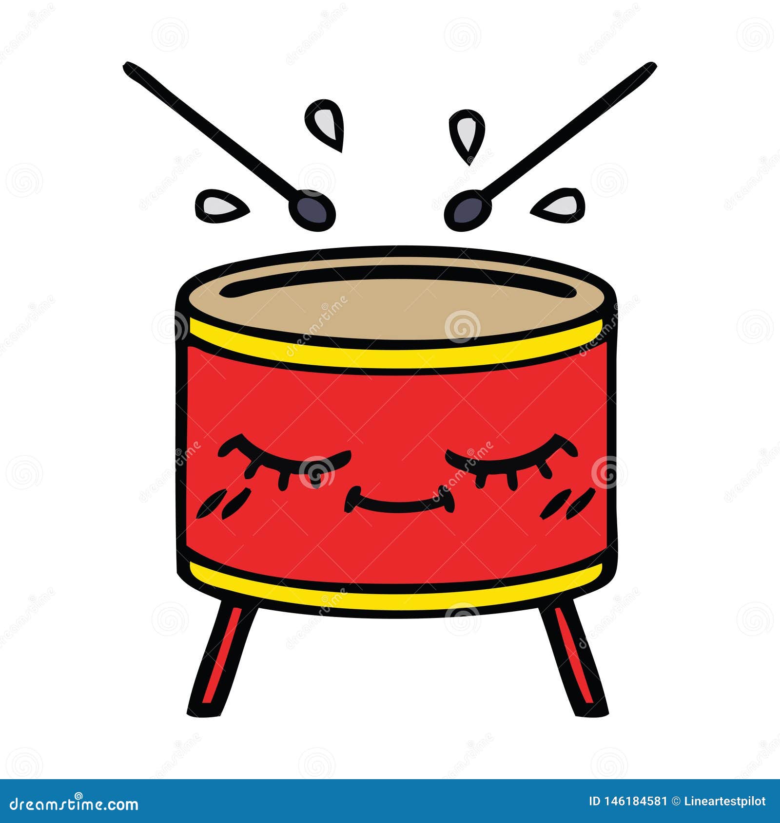 Cute cartoon of a drum stock vector. Illustration of cartoon 146184581