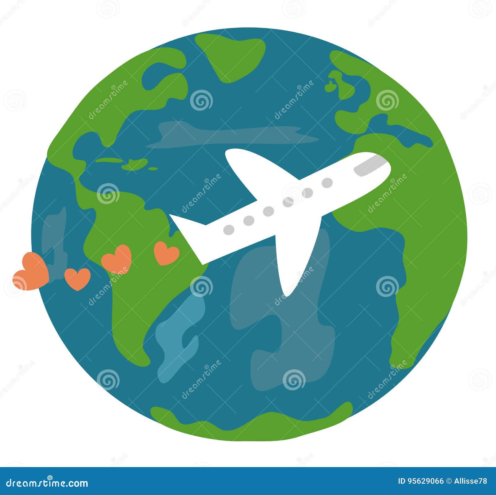 Cute Cartoon Earth and Plane with Hearts Love Travel the World Concept  Vector Illustration Stock Vector - Illustration of happy, tourism: 95629066