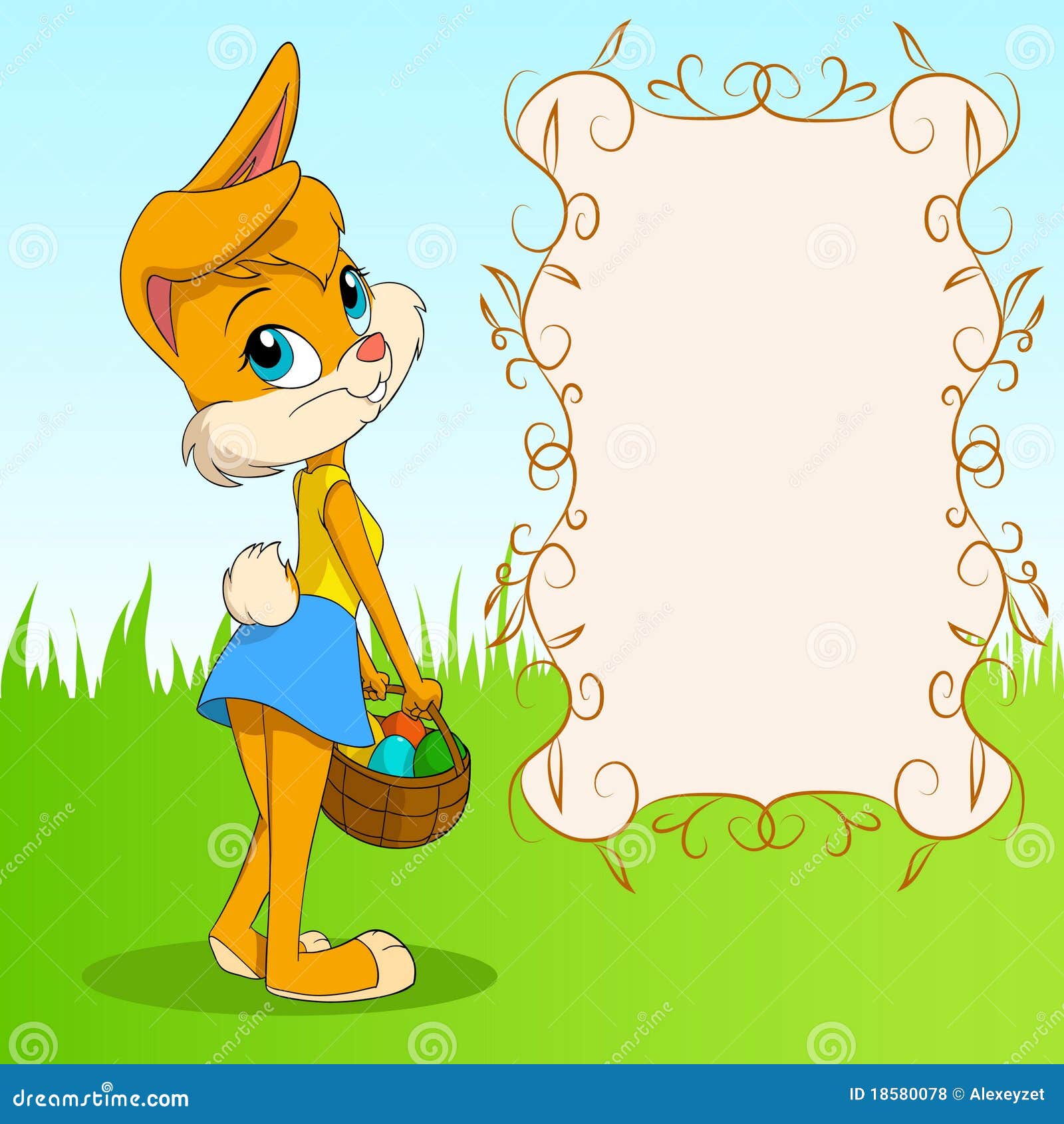 Cute Cartoon Easter Bunny Girl with Poster Stock Vector - Illustration of  bunny, cartoon: 18580078