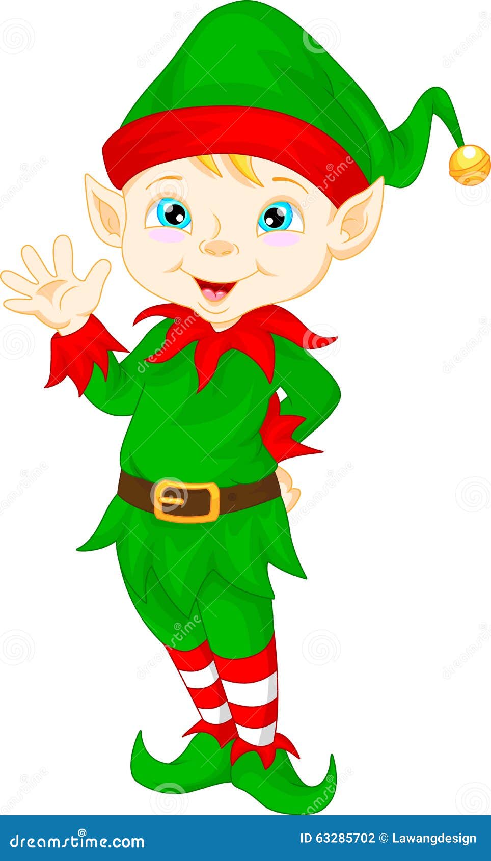 Cute cartoon elf waving stock vector. Illustration of mascot - 63285702