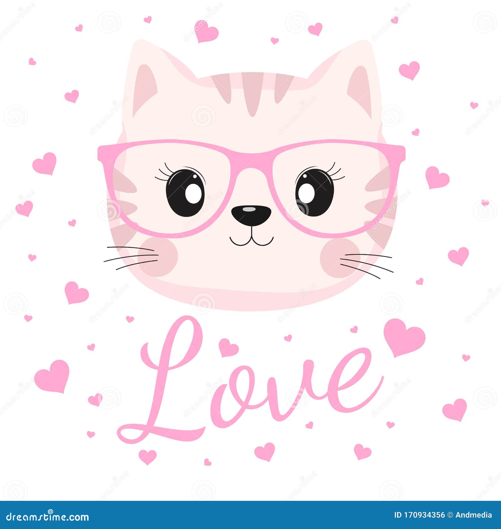 Cute Cartoon Face of a Cute Cat with Glasses. Stock Vector - Illustration of happy, animal: 170934356 Cute Cartoon Face of a Cute Cat with Glasses. Stock Vector - Illustration of happy, animal: 170934356