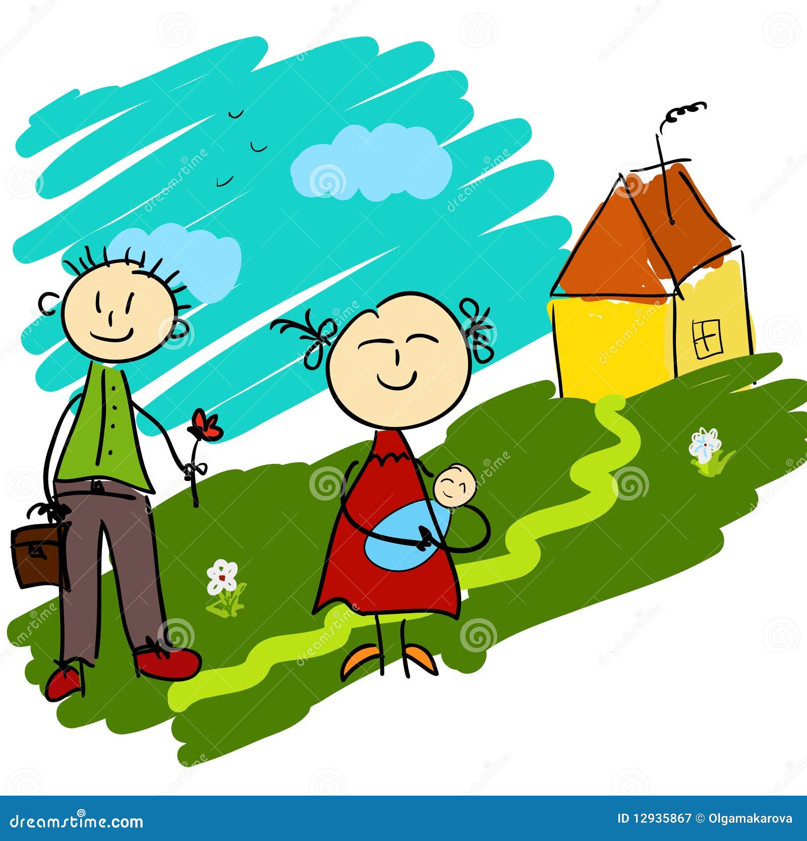 Cute cartoon family stock vector. Illustration of parent - 12935867