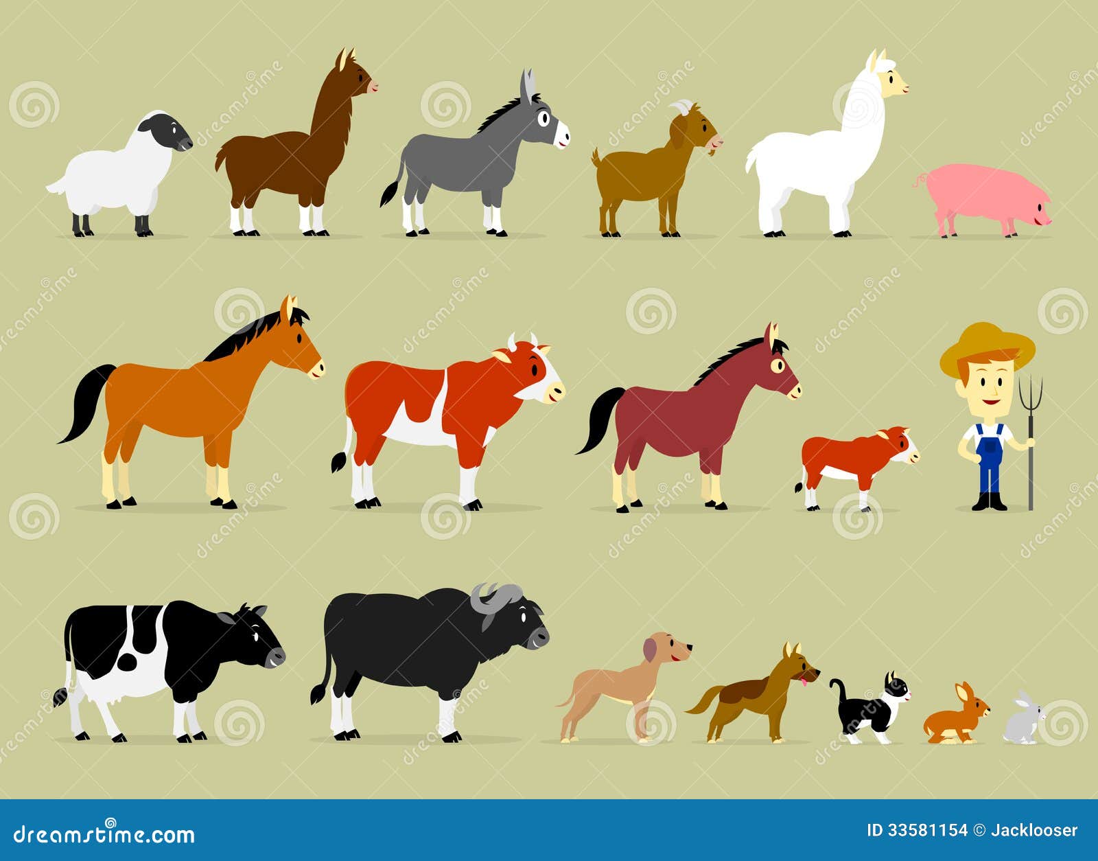 Cute Cartoon Farm Characters Stock Vector - Illustration of cartoon,  shepherd: 33581154