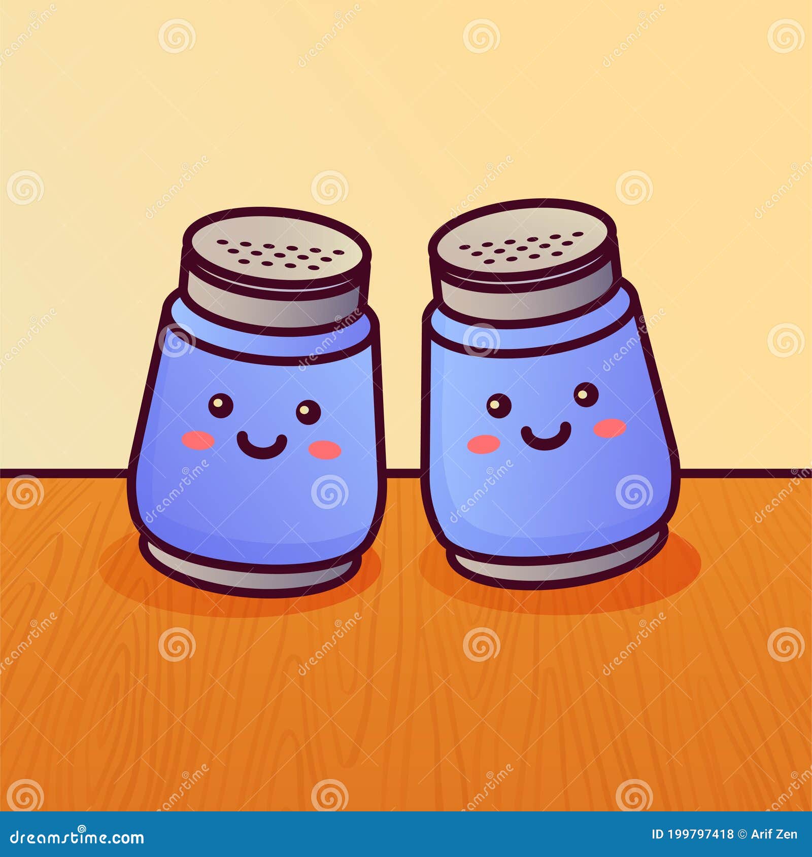 Salt Pepper Shaker Set Cute Cartoon Stock Vector (Royalty Free