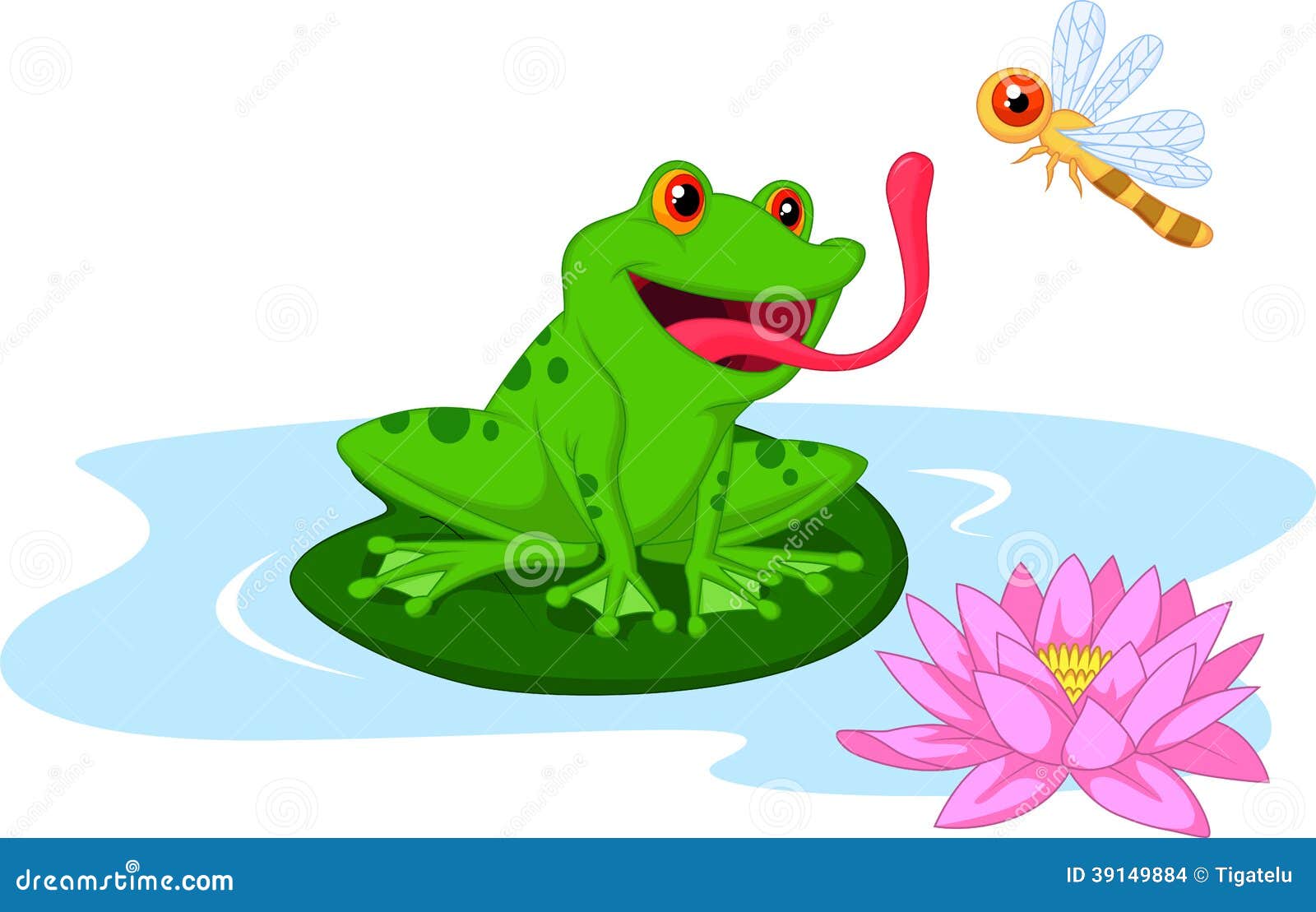 Cute Cartoon Frog Catching Dragonfly Stock Vector - Illustration of cute,  baby: 39149884
