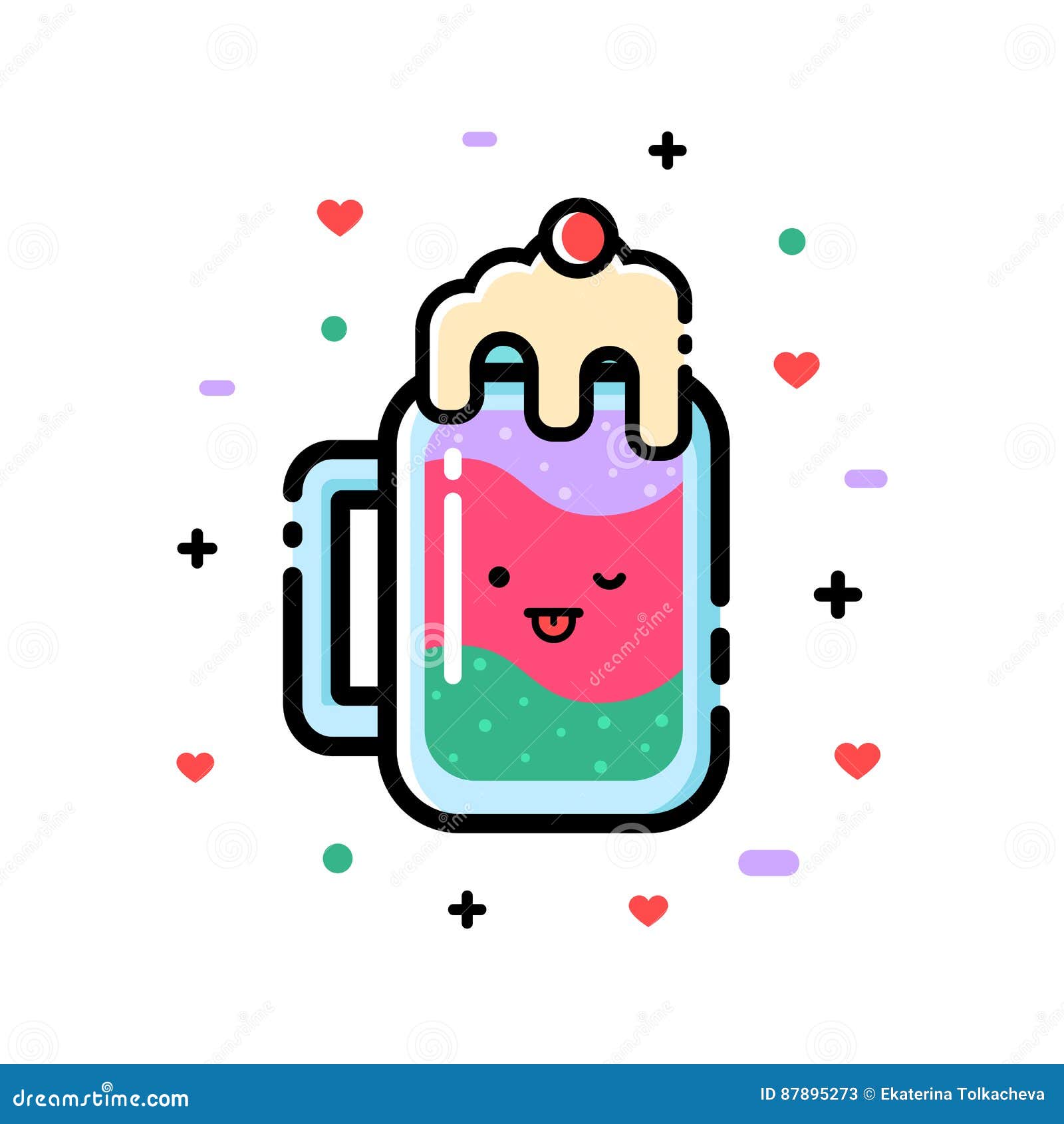 Cute cartoon fruit smoothies in cups Royalty Free Vector