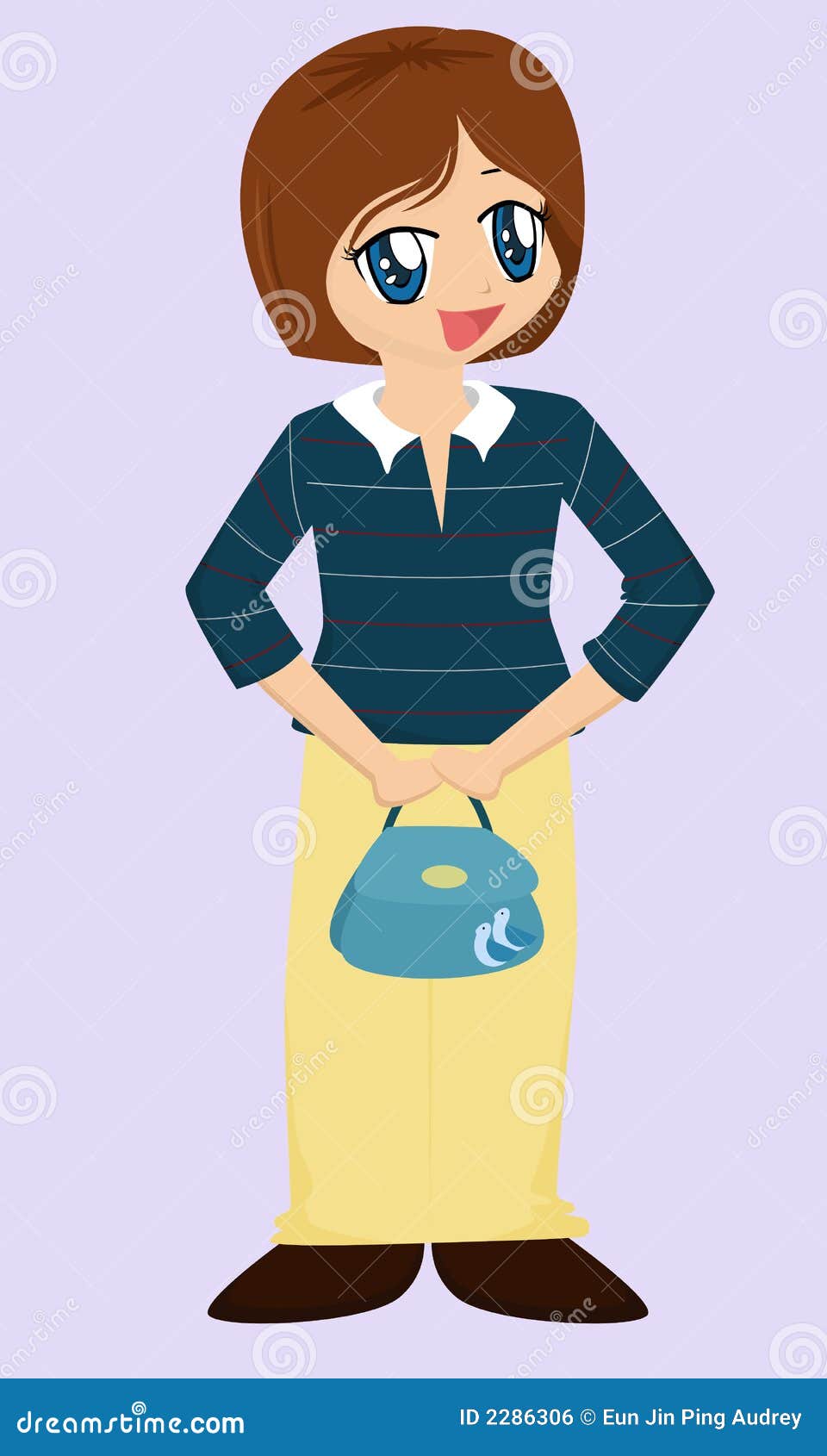 Cute cartoon Girl with Bag stock vector. Illustration of handbag - 2286306