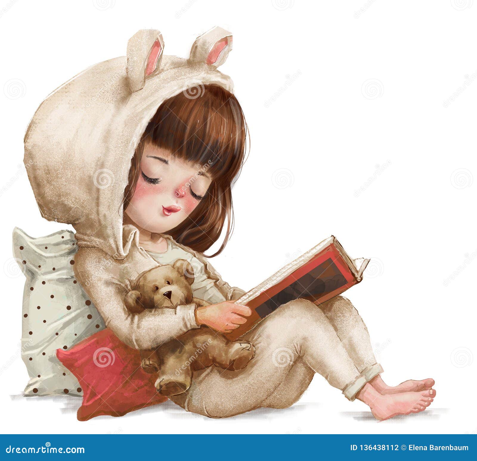 cute cartoon girl with book