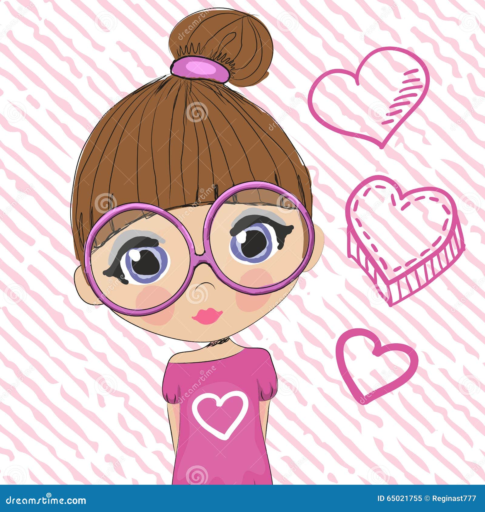 Cute Cartoon Girl Stock Vector Illustration Of Brown 65021755