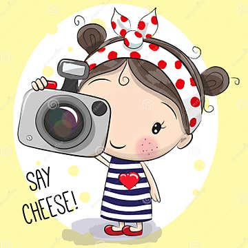 Cute Cartoon Girl with a Camera Stock Vector - Illustration of ...