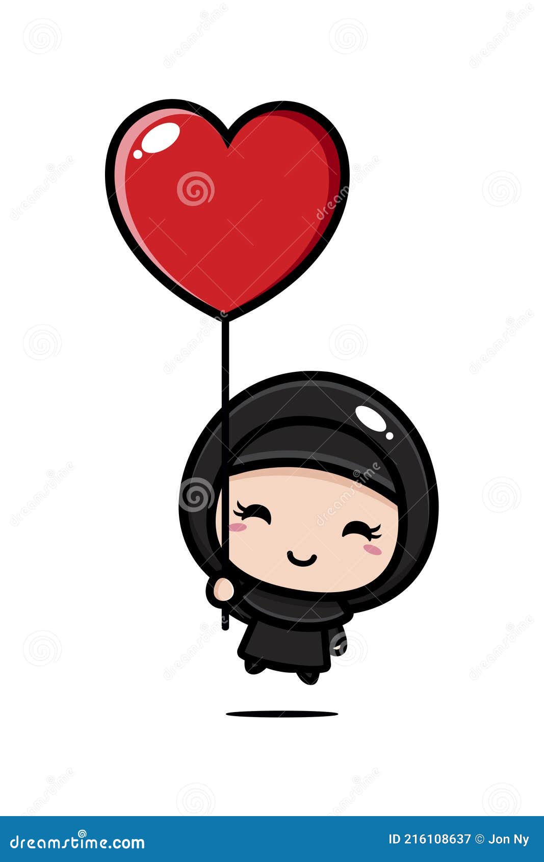 Cute Cartoon Girl Character Wearing Muslim Costume with a Flying ...