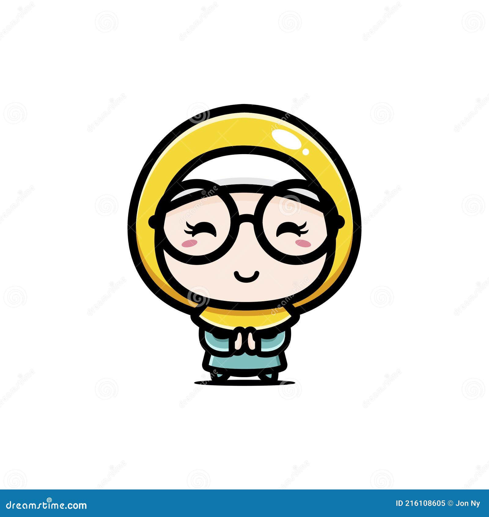 Cute Cartoon Girl Character Wearing Muslim Costume with a Veil and ...