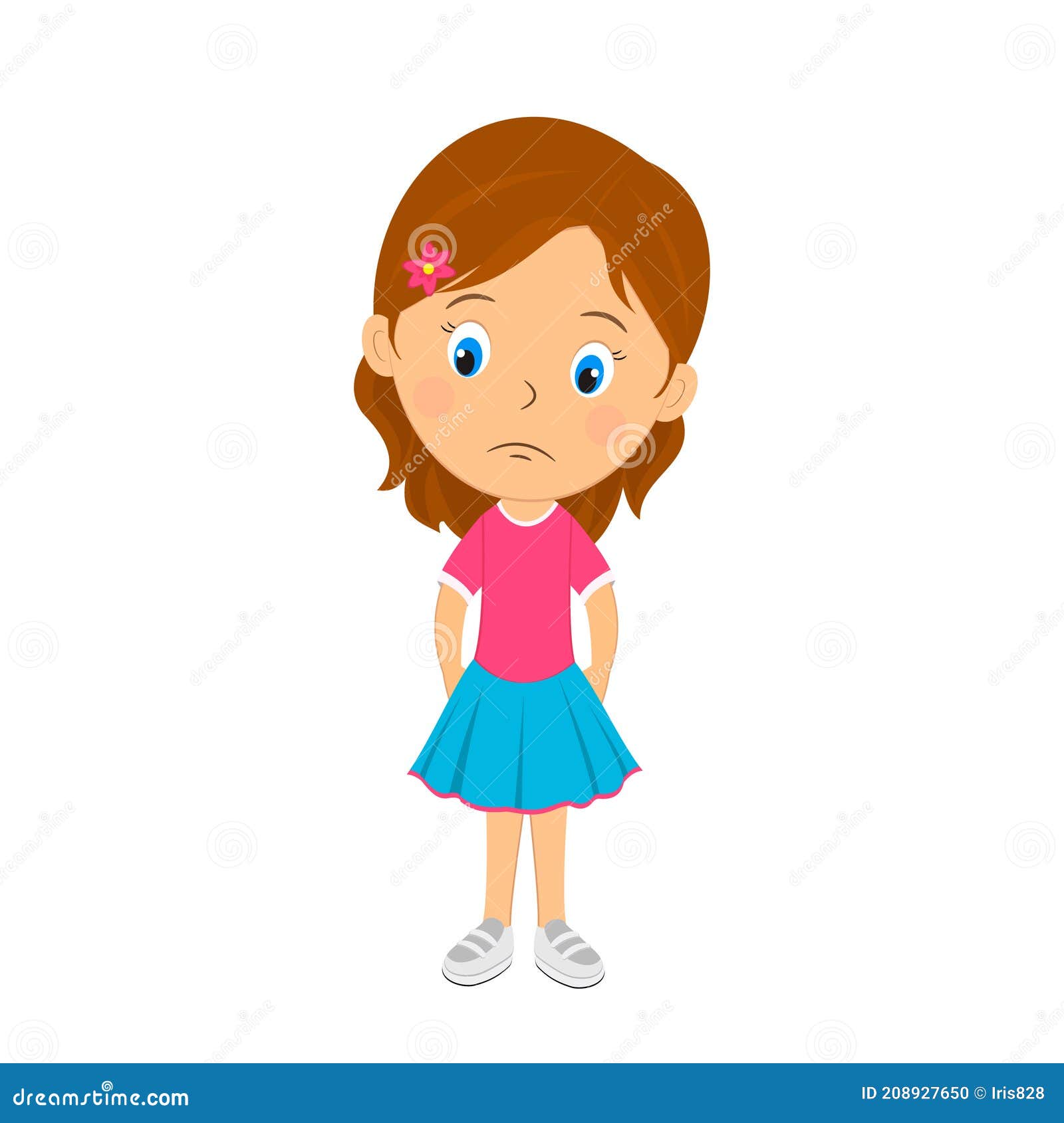 Cute Cartoon Girl Epresses Bored Stock Vector - Illustration of emotion ...