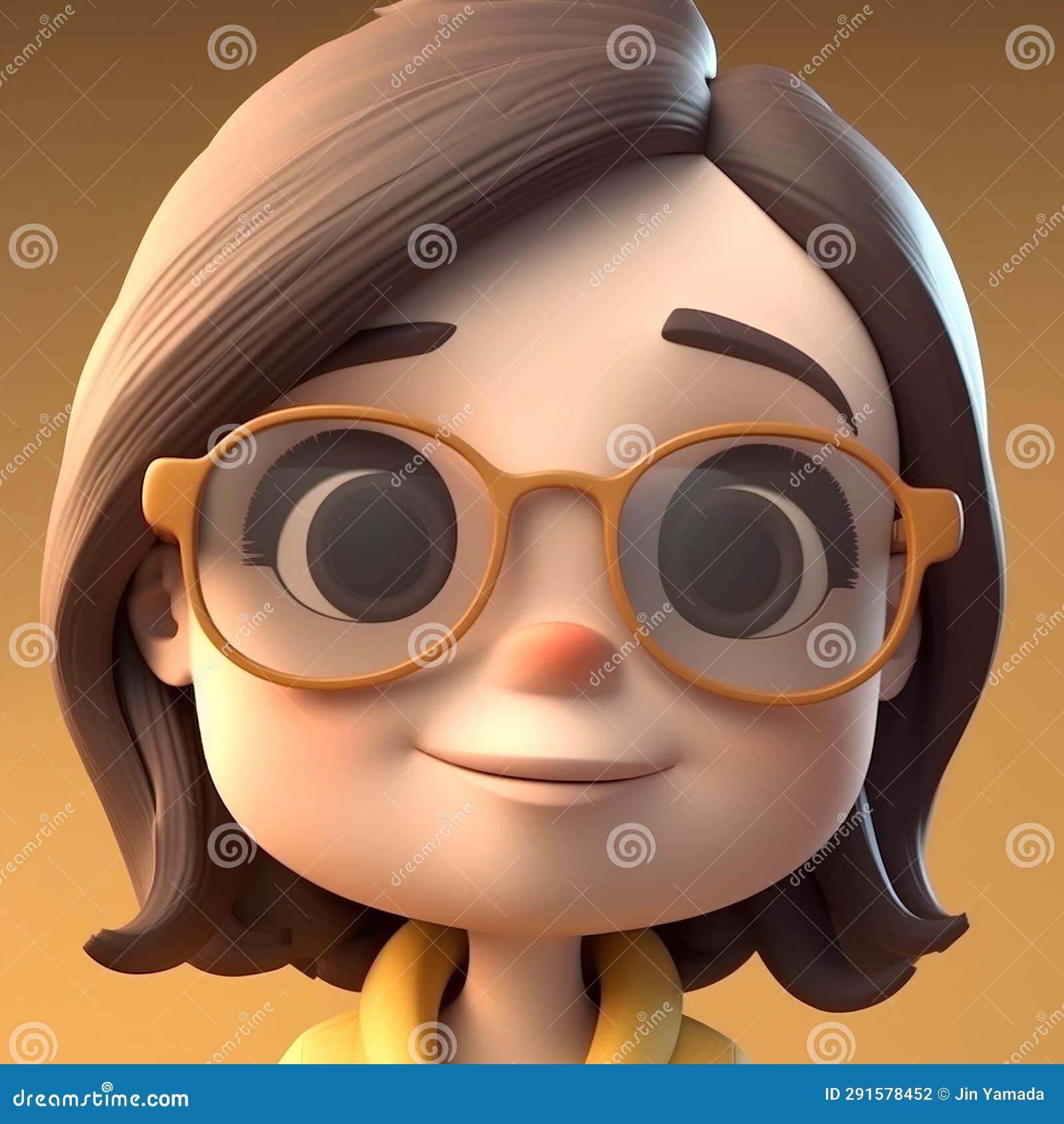 cute cartoon girl with glasses - 3d rendered 