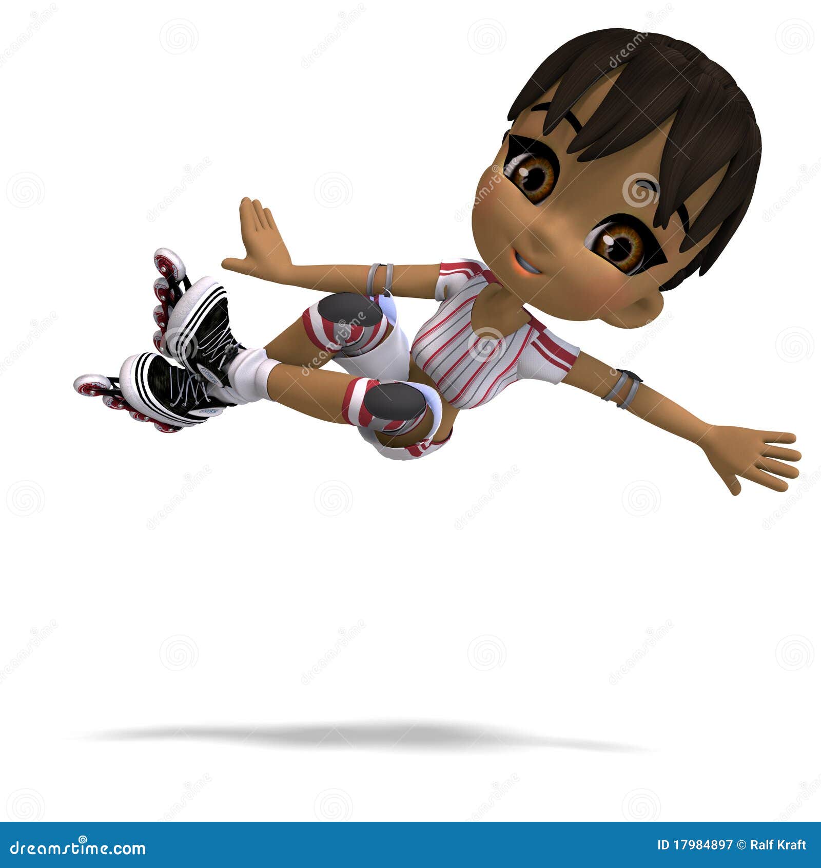 Cute Cartoon Girl With Inline Skates Royalty Free Stock Photography