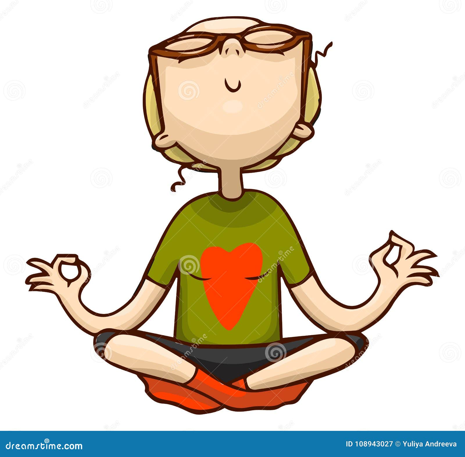 Cute Cartoon Girl Meditation in Lotus Position. Vector Isolated Colorful  Yoga Girl Illustration Stock Illustration - Illustration of color, face:  108943027