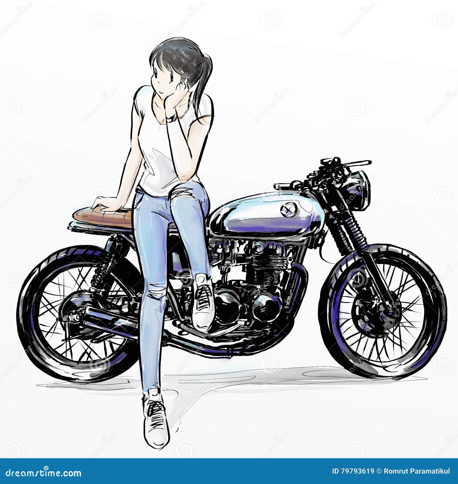 Cute Cartoon Girl Riding Her Motorcycle Stock Illustration - Illustration of motorcycle, morning: 79793619 Cute Cartoon Girl Riding Her Motorcycle Stock Illustration - Illustration of motorcycle, morning: 79793619