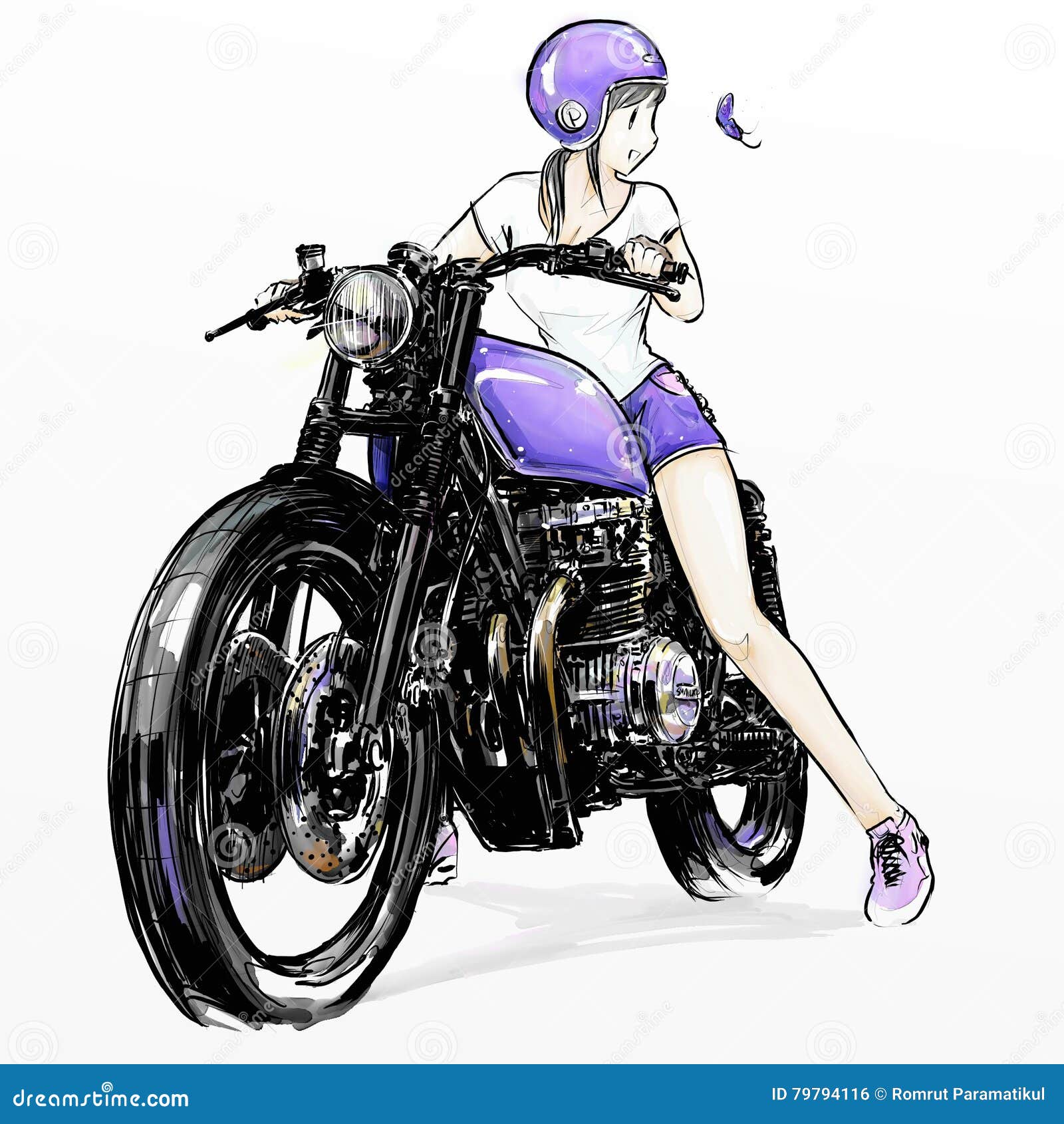 Cute Cartoon Girl Riding Motorcycle Illustration 79794116 - Megapixl Cute Cartoon Girl Riding Motorcycle Illustration 79794116 - Megapixl