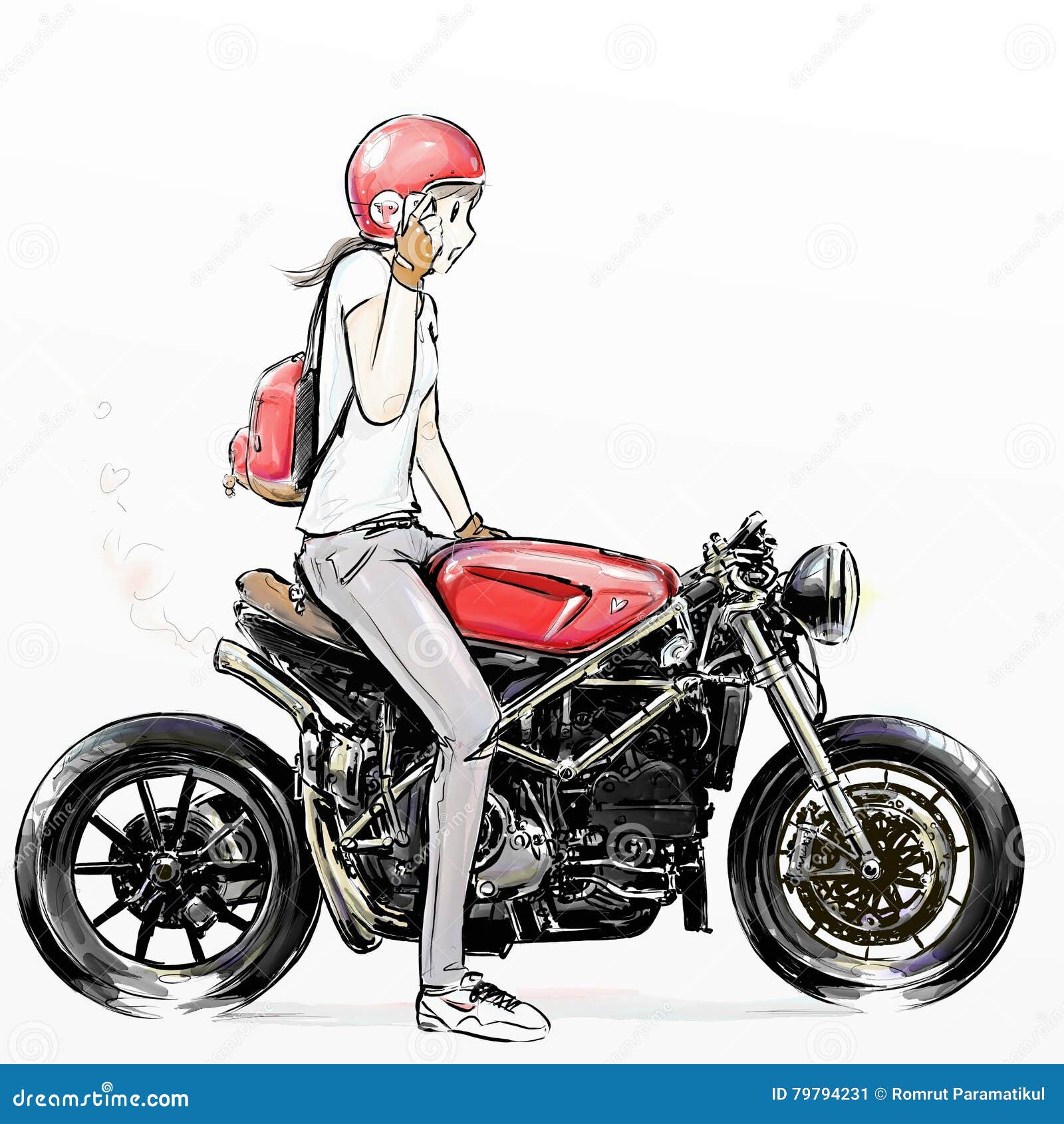Cute Cartoon Girl Riding Motorcycle Stock Illustration - Illustration of hand, drawing: 79794231 Cute Cartoon Girl Riding Motorcycle Stock Illustration - Illustration of hand, drawing: 79794231
