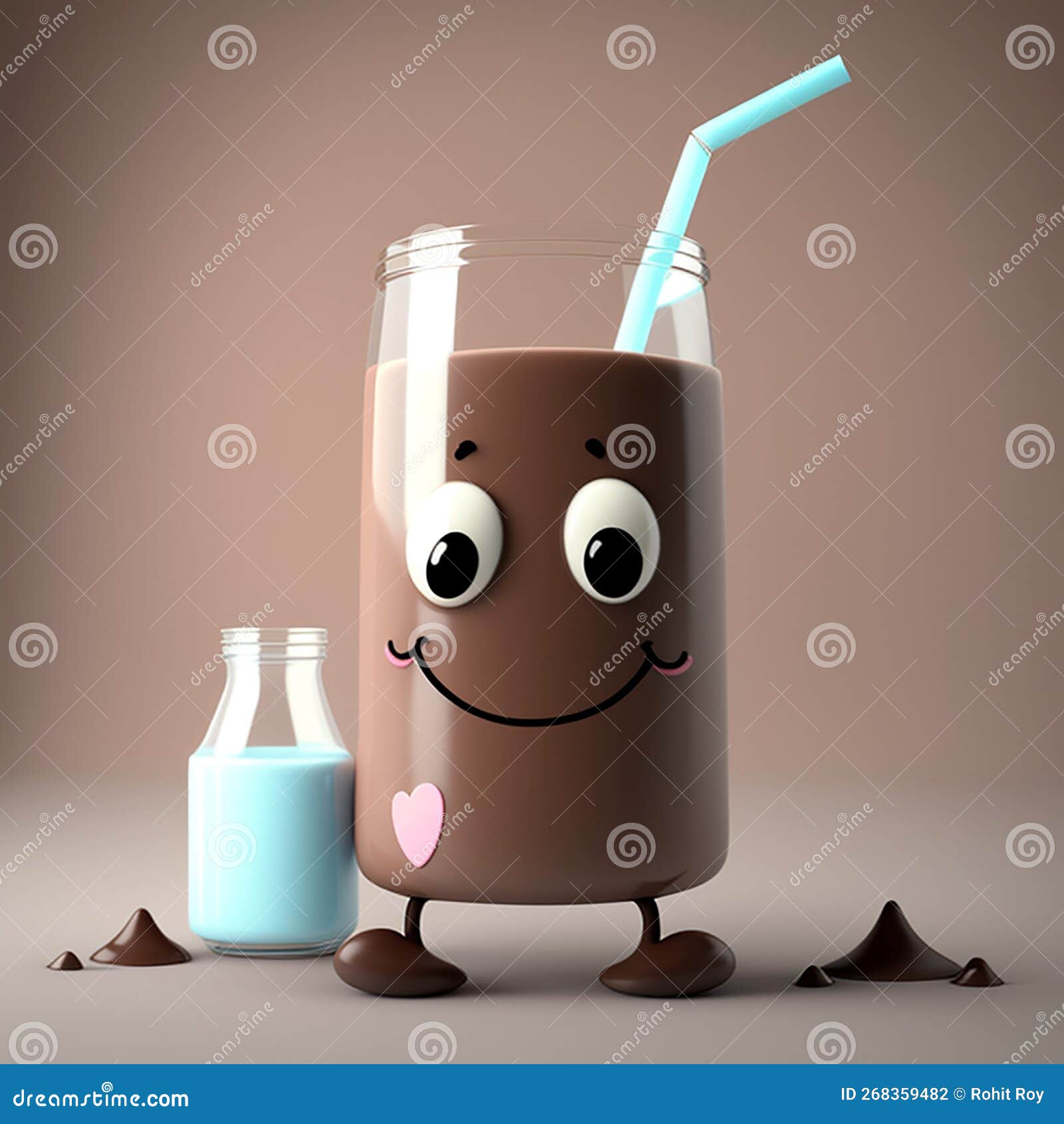 Cute Cartoon Glass of Chocolate Milk Stock Illustration Illustration