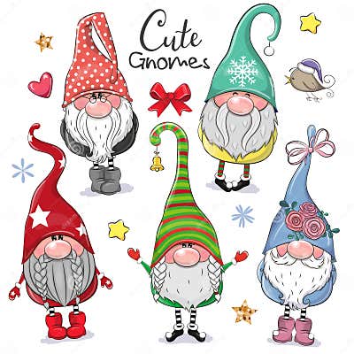 Cute Cartoon Gnomes Isolated on a White Background Stock Vector ...