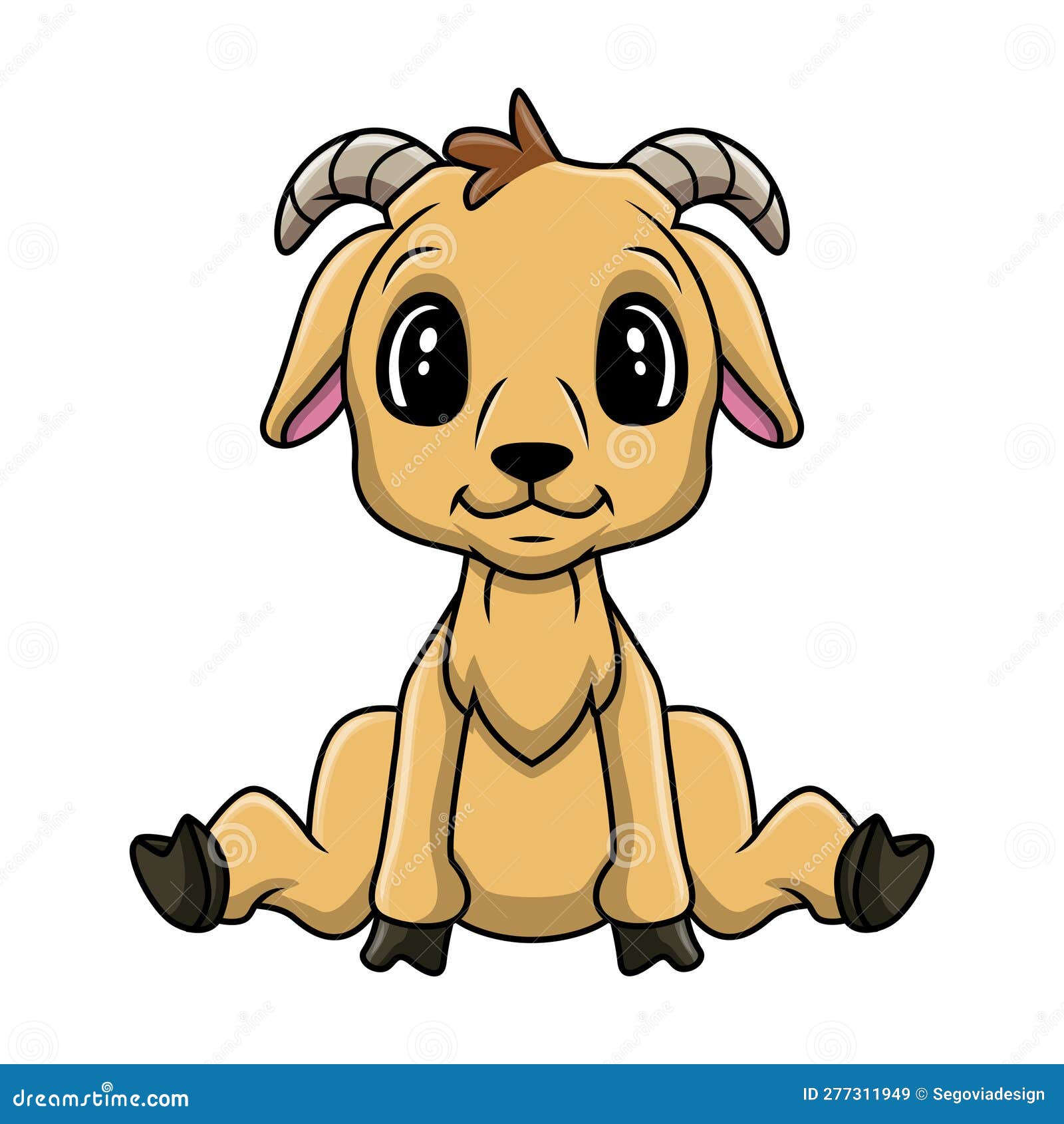 A Cute Cartoon Goat Sitting Stock Vector Illustration of animal, goat