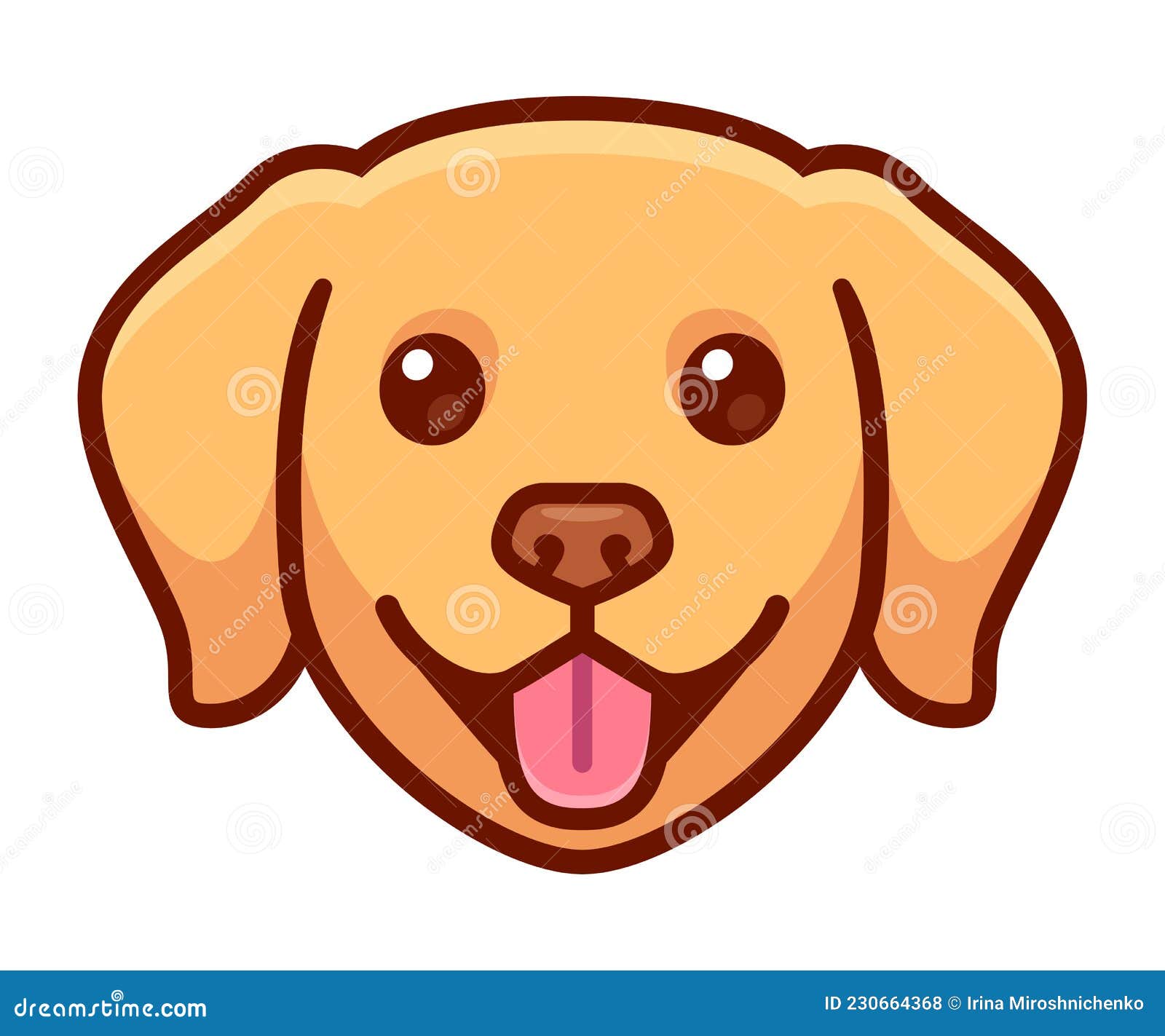 Cute Cartoon Golden Retriever Dog Face Stock Vector - Illustration of  breed, face: 230664368