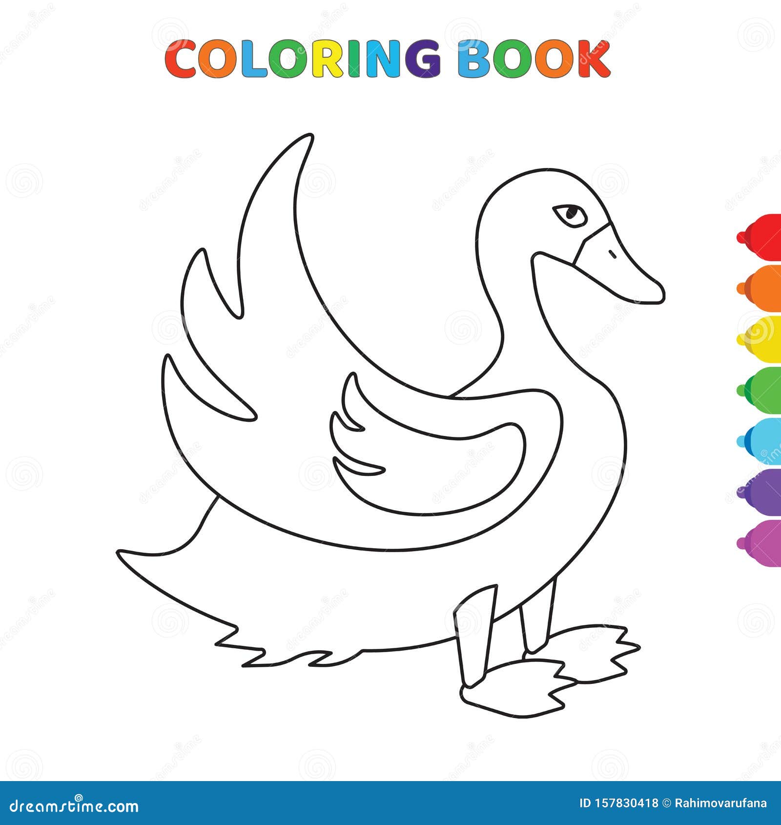 Download Cute Cartoon Goose Front View Coloring Book For Kids ...