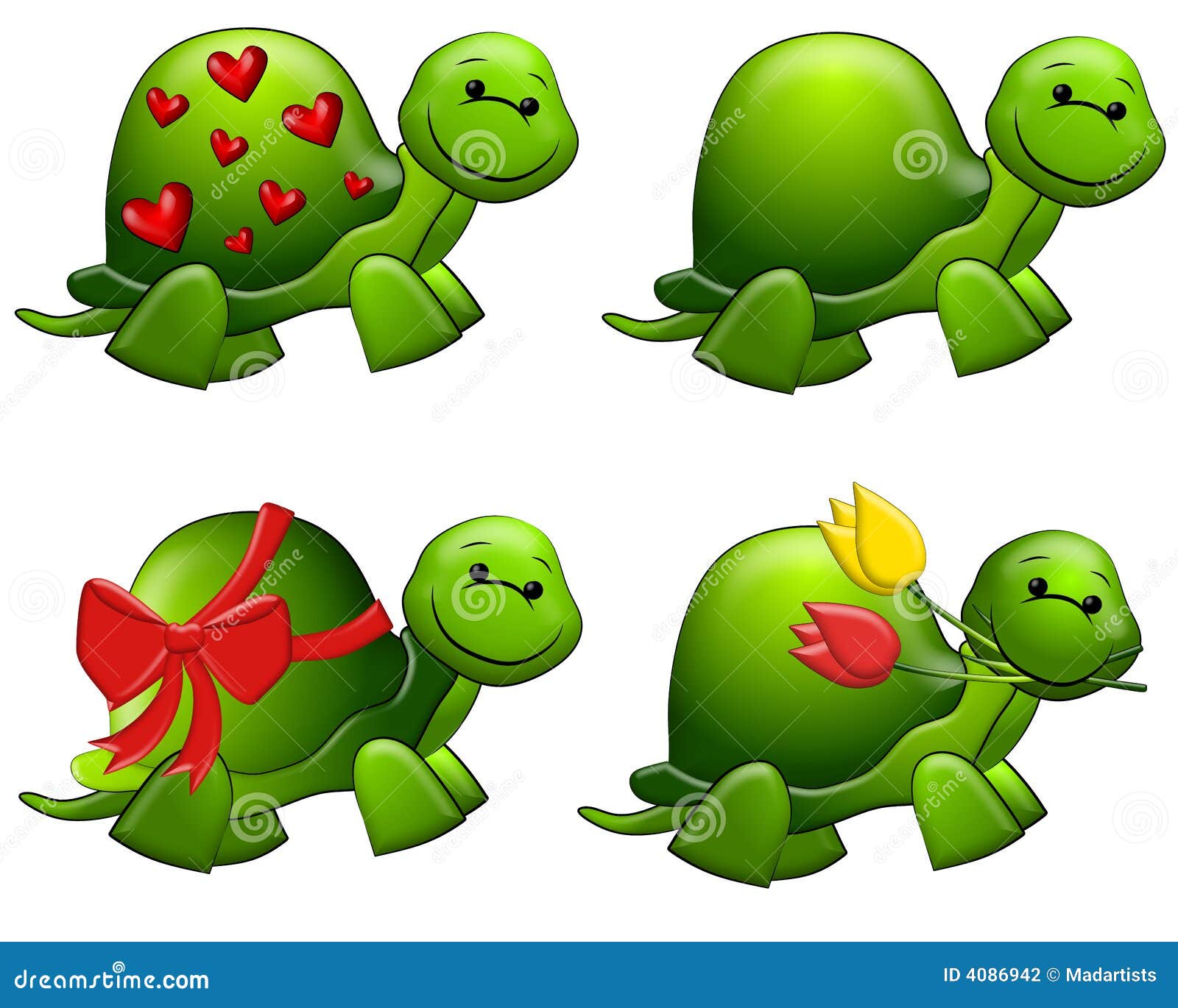 Cute Cartoon Green Turtles Clip Art Stock Illustration - Illustration of  cartoon, graphic: 4086942