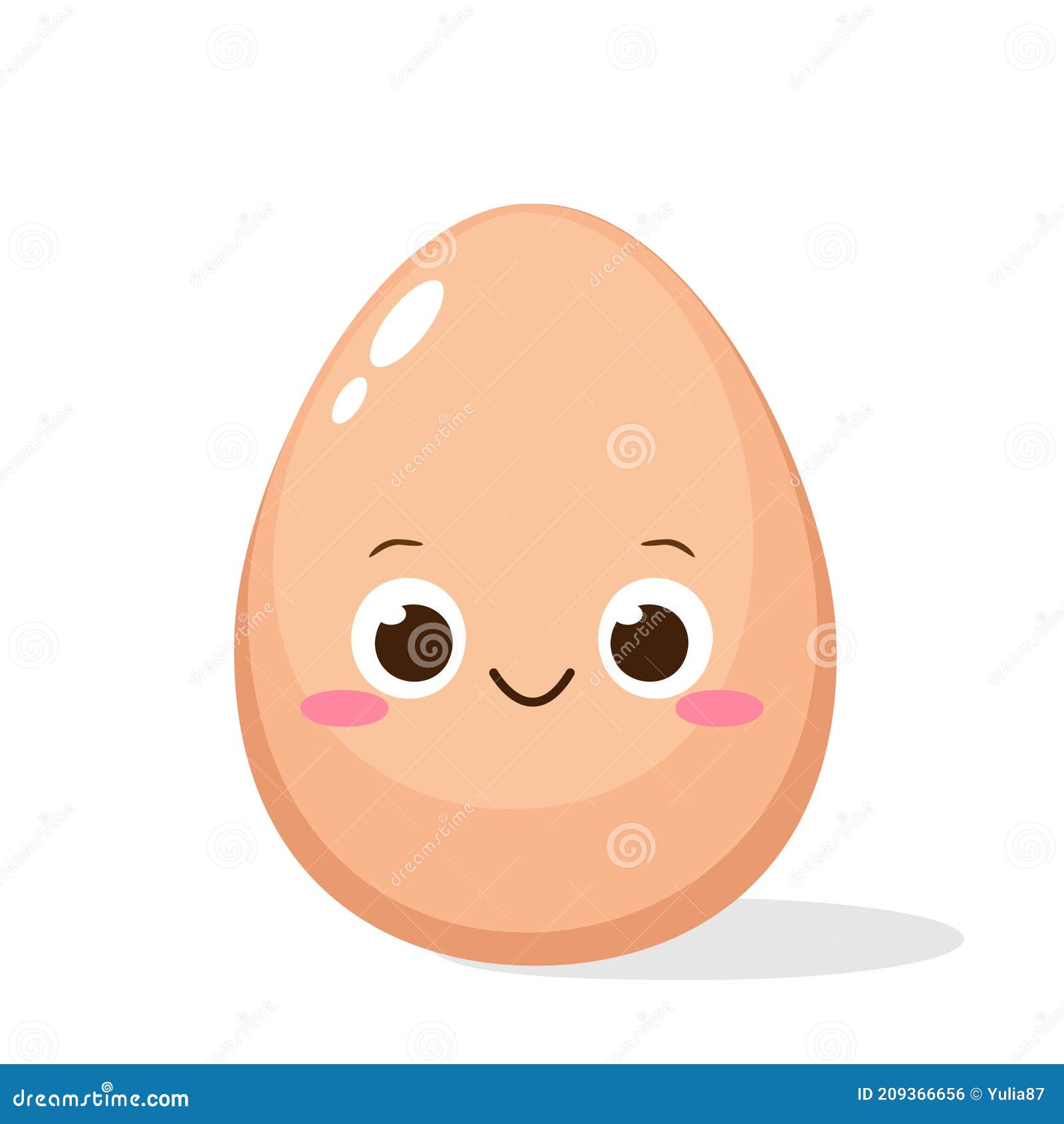 Cute Cartoon Happy Egg Charactercter Stock Vector - Illustration of cheerful,  graphic: 209366656