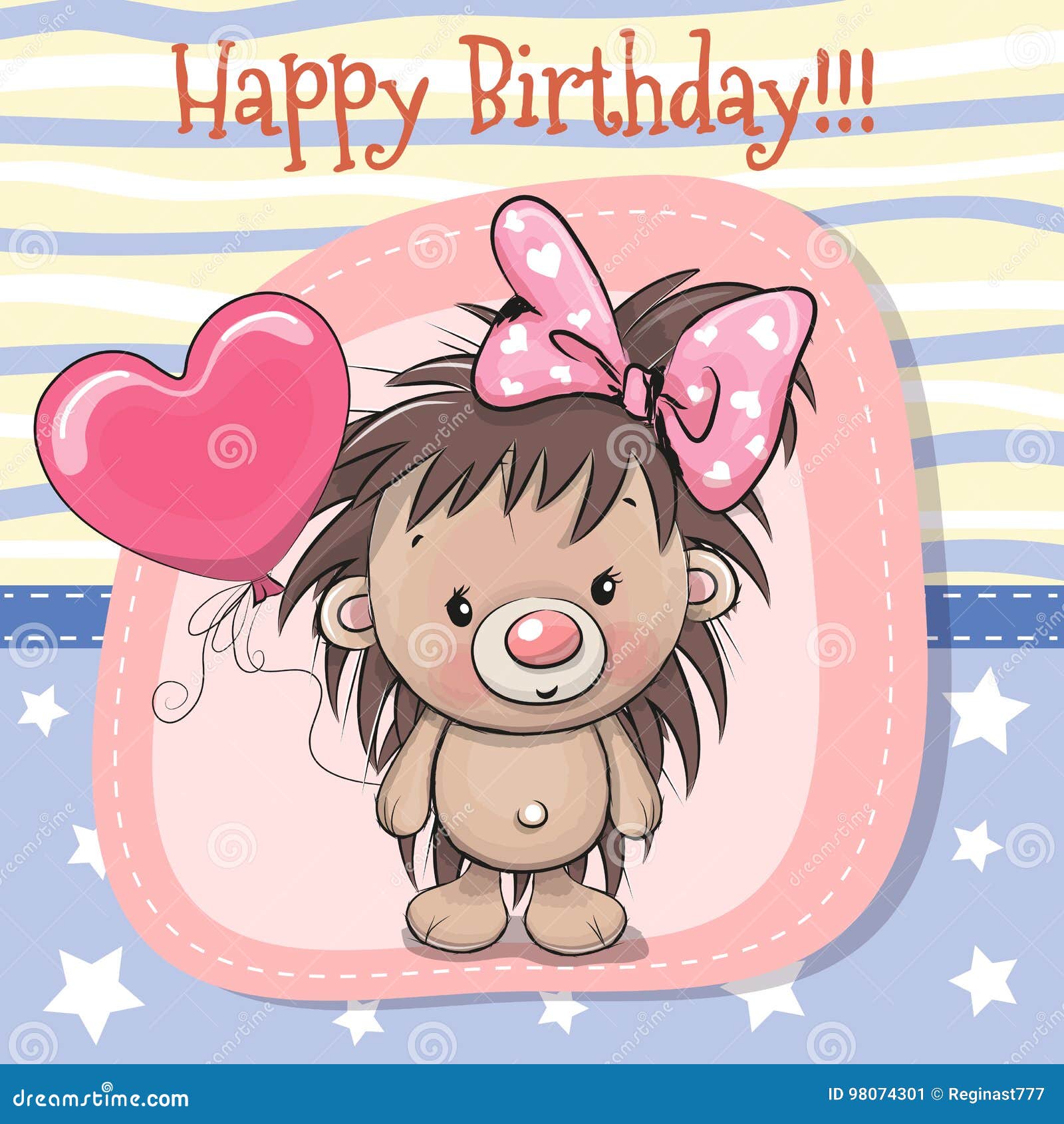 Cute Cartoon Hedgehog Girl with Balloon Stock Vector - Illustration of ...