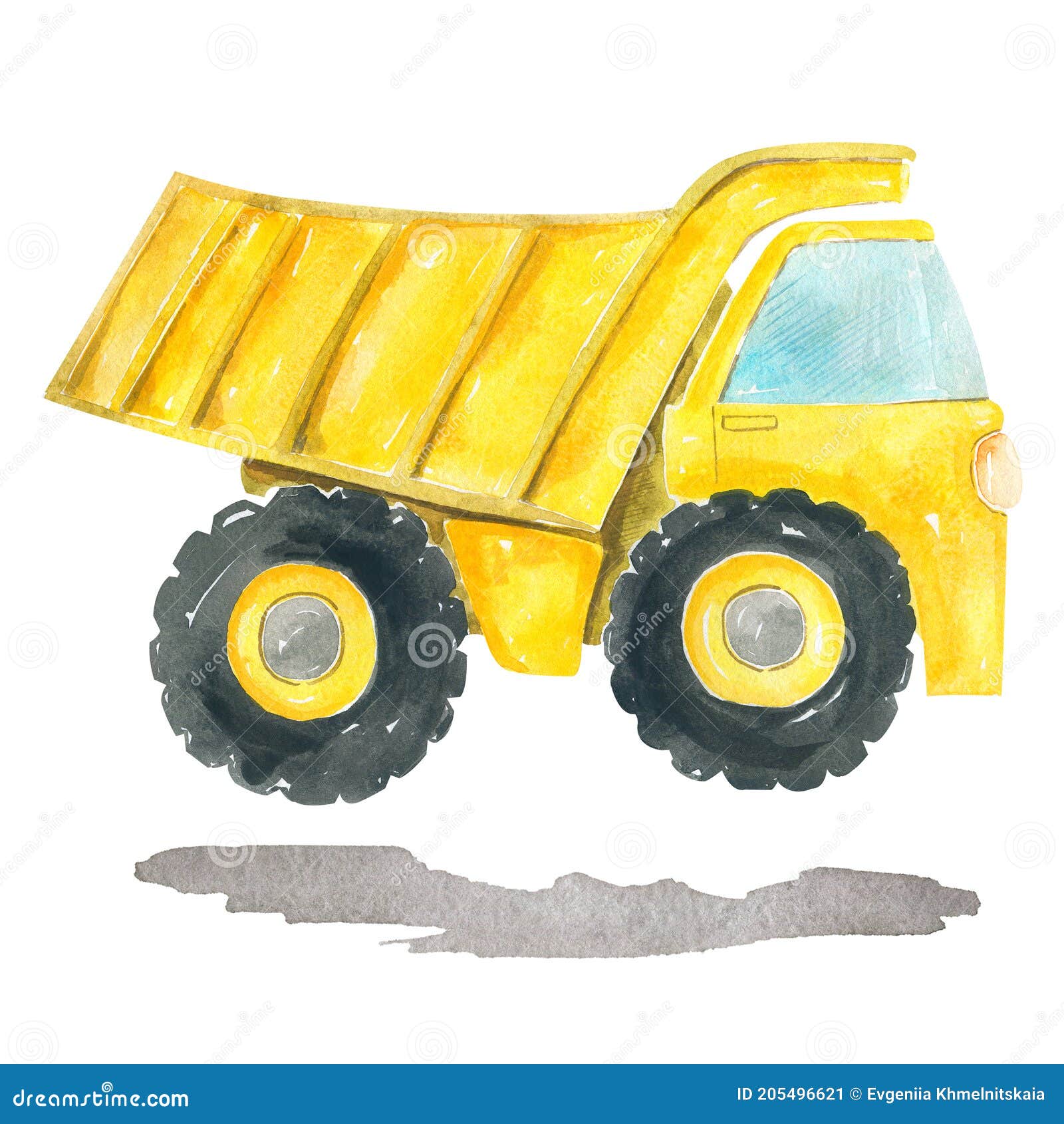 Cute Cartoon Illustration of Construction Yellow Dump Truck Hand Painted  Watercolor Children`s Design Stock Illustration - Illustration of  childhood, watercolour: 205496621