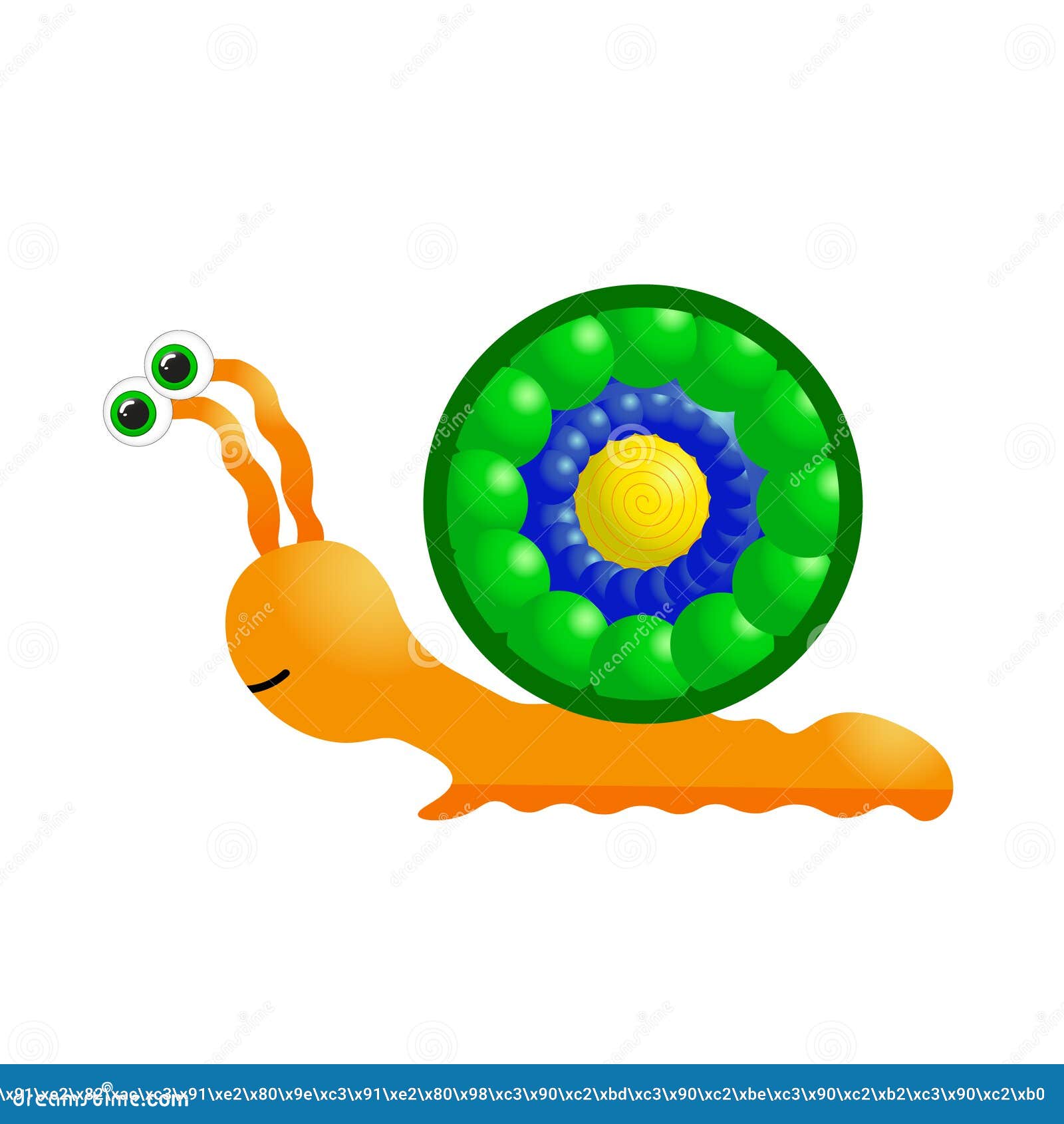 Cute Cartoon Illustration of a Snail. Colorful Snail, Vector. Stock ...