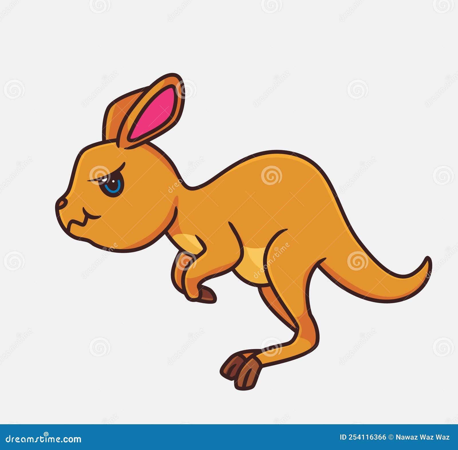 Cute Cartoon Kangaroo Jumping. Isolated Cartoon Animal Illustration Vector  Stock Vector - Illustration of element, design: 254116366